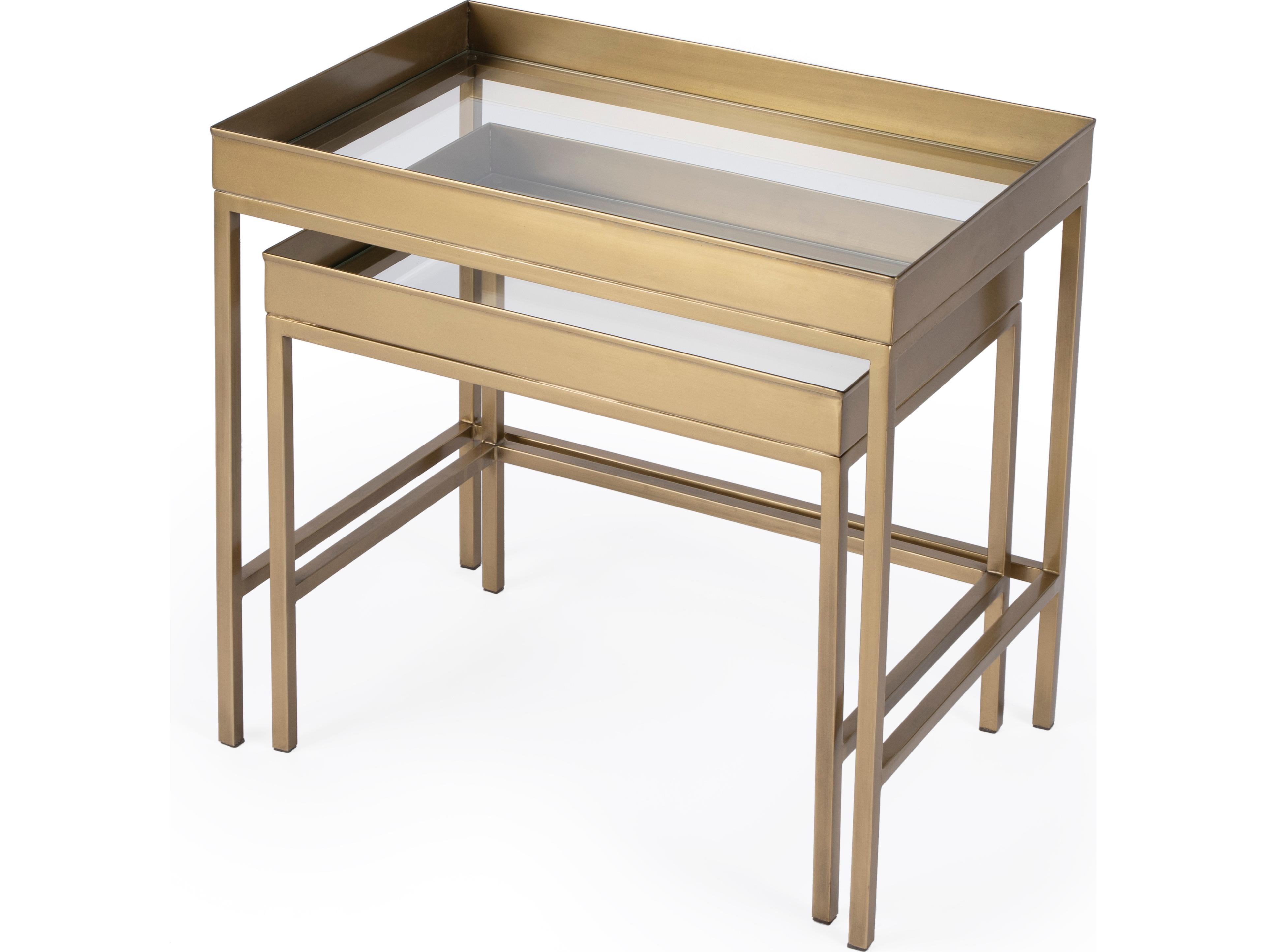 Butler Lenny Rectangular Glass Antique Gold End Table