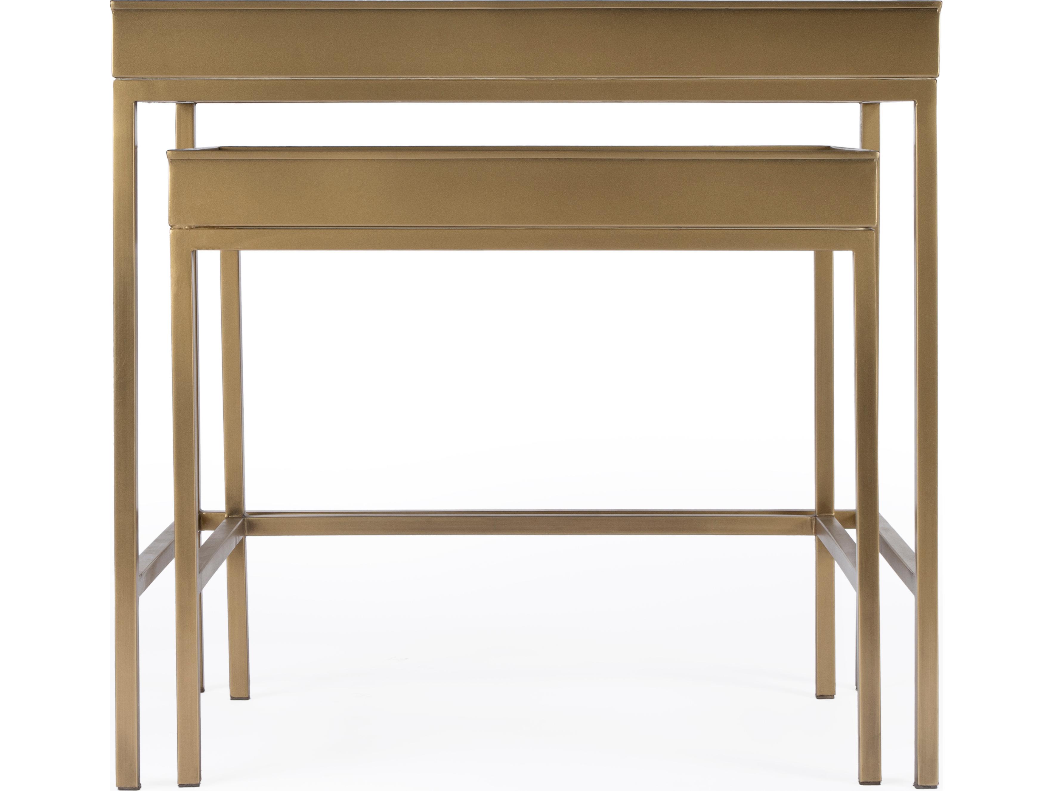 Butler Lenny Rectangular Glass Antique Gold End Table