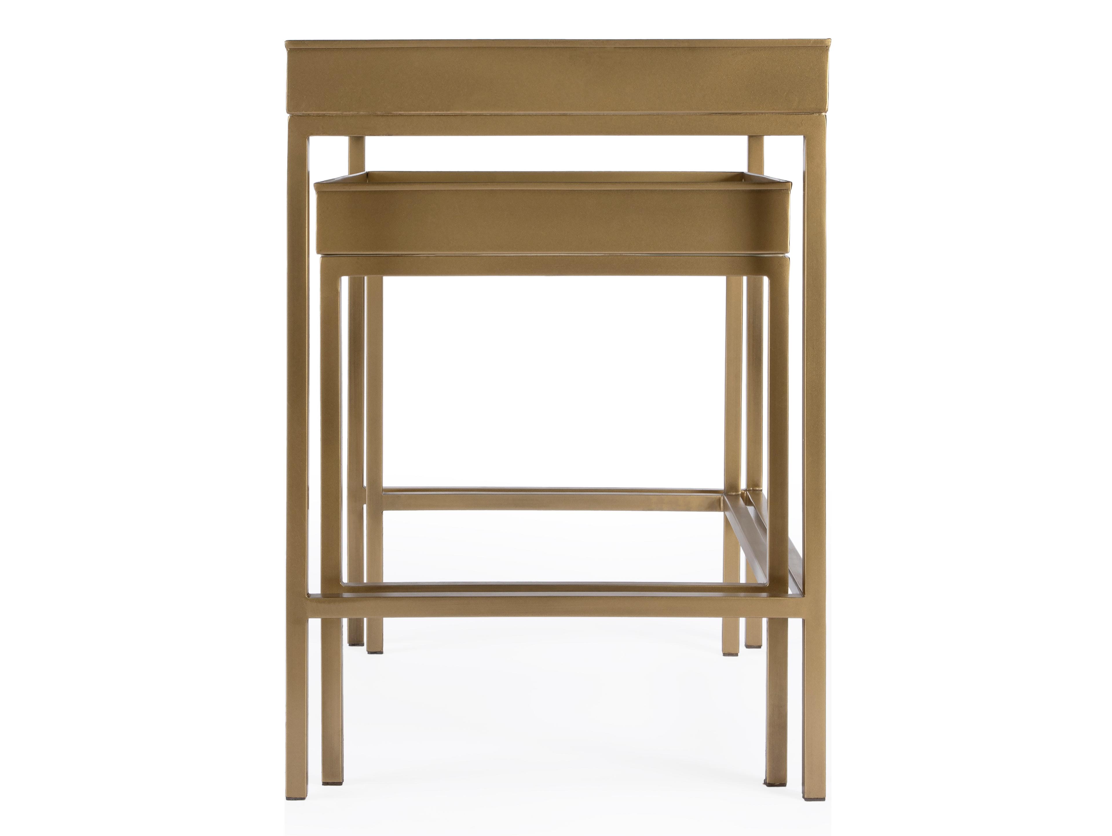 Butler Lenny Rectangular Glass Antique Gold End Table