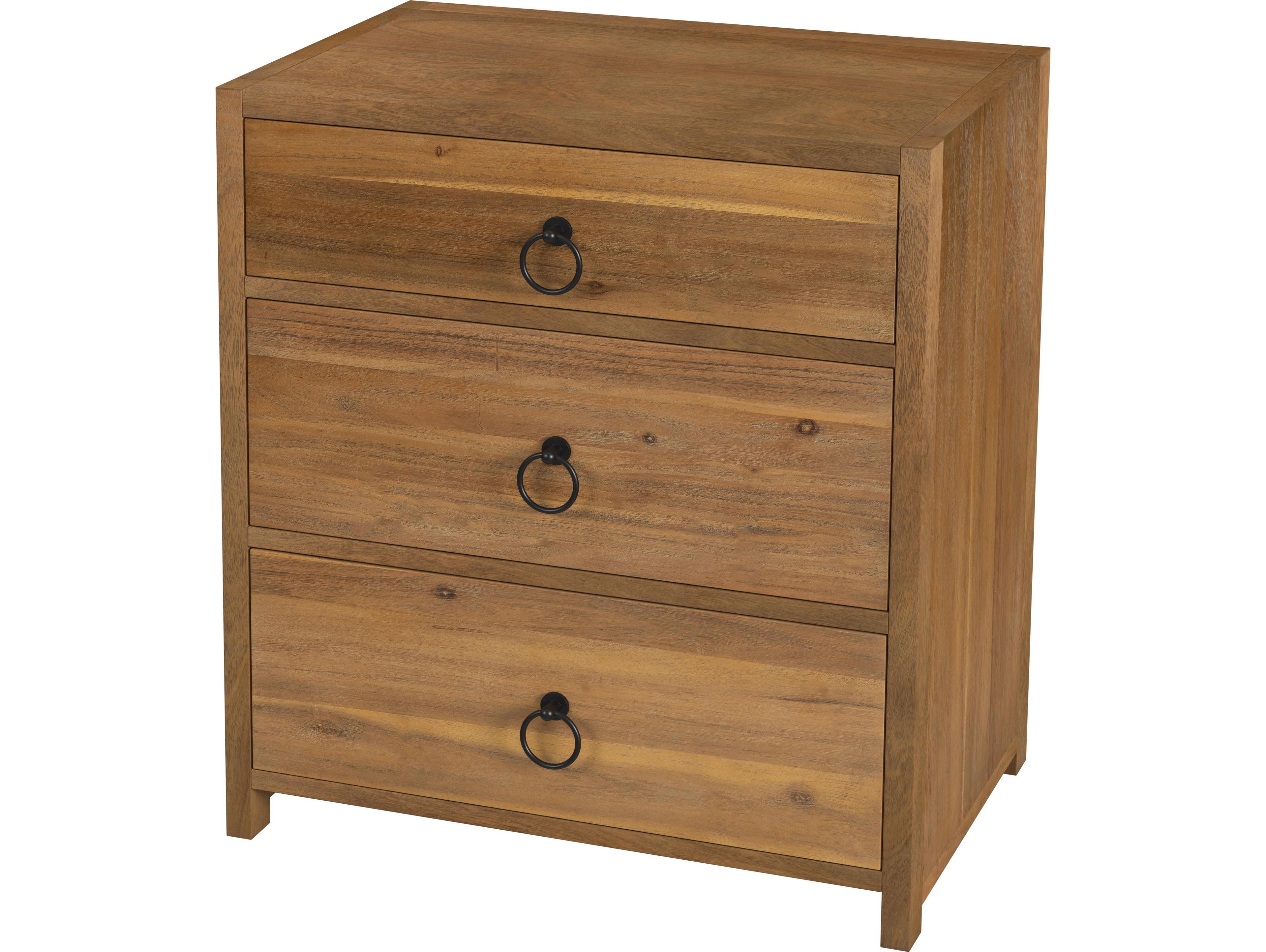 Butler Lark 3-Drawers Pine Wood Nightstand