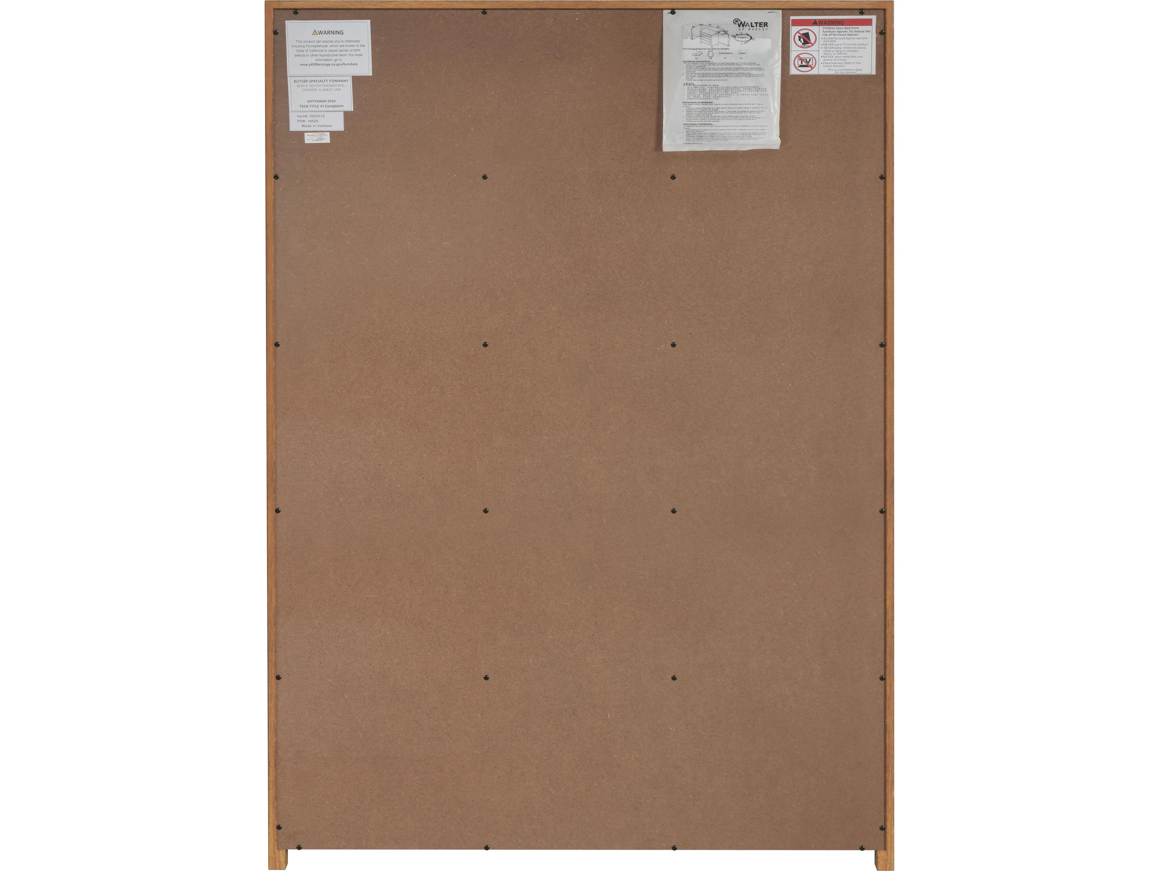 Butler Lark 5-Drawers Pine Wood Dresser