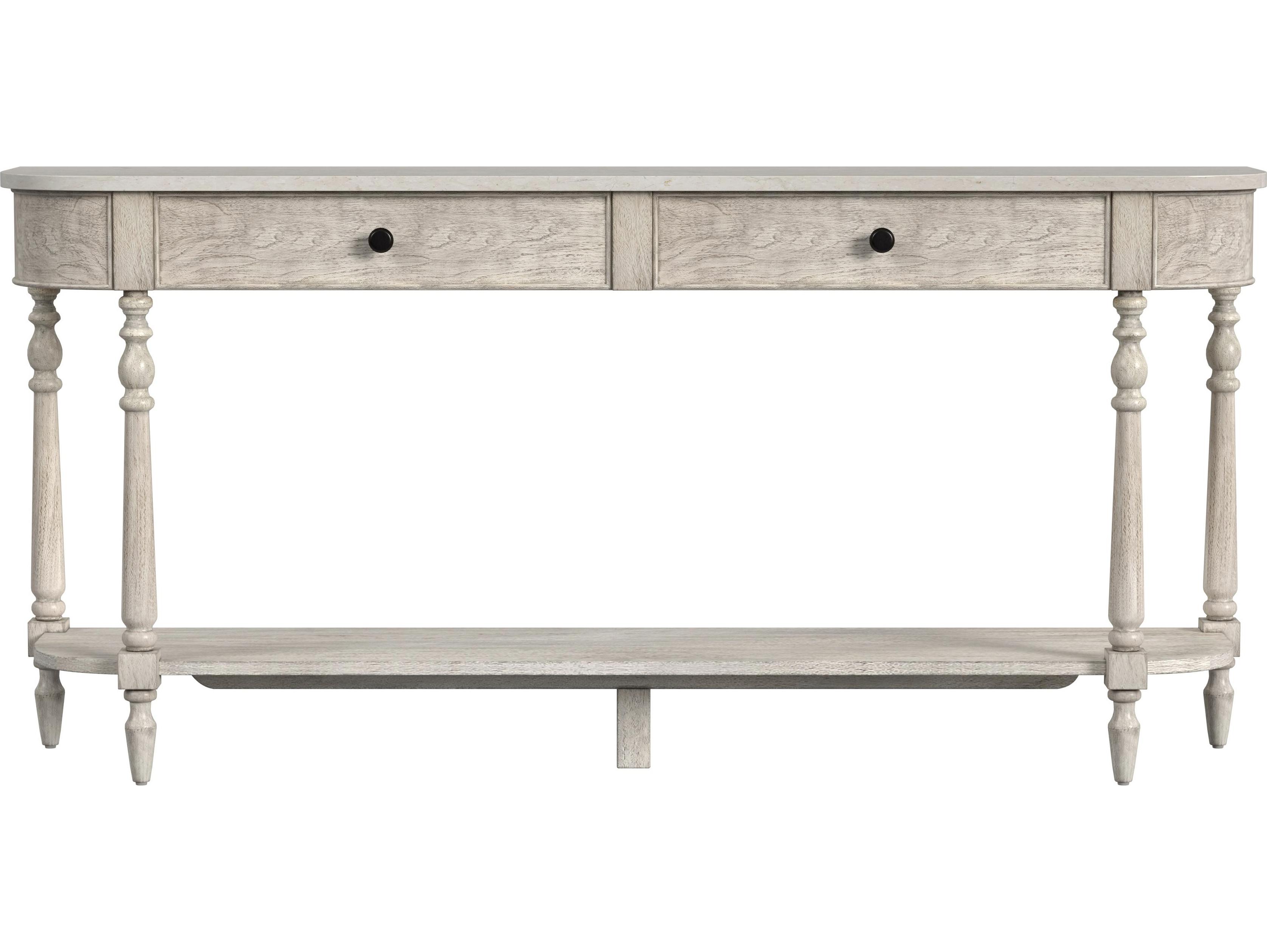 Butler Danielle Demilune Marble Rustic Gray Console Table