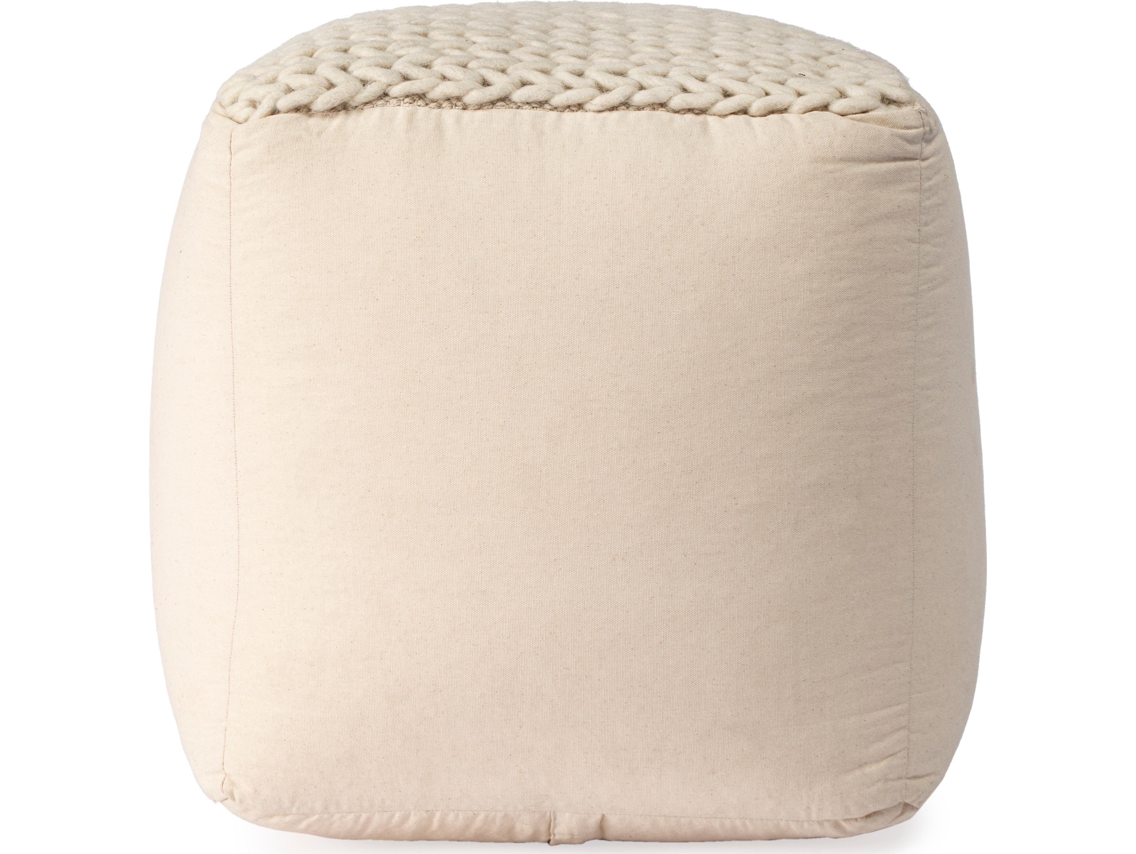 Butler Fernandos Beige Diamond Cream Upholstered Pouf