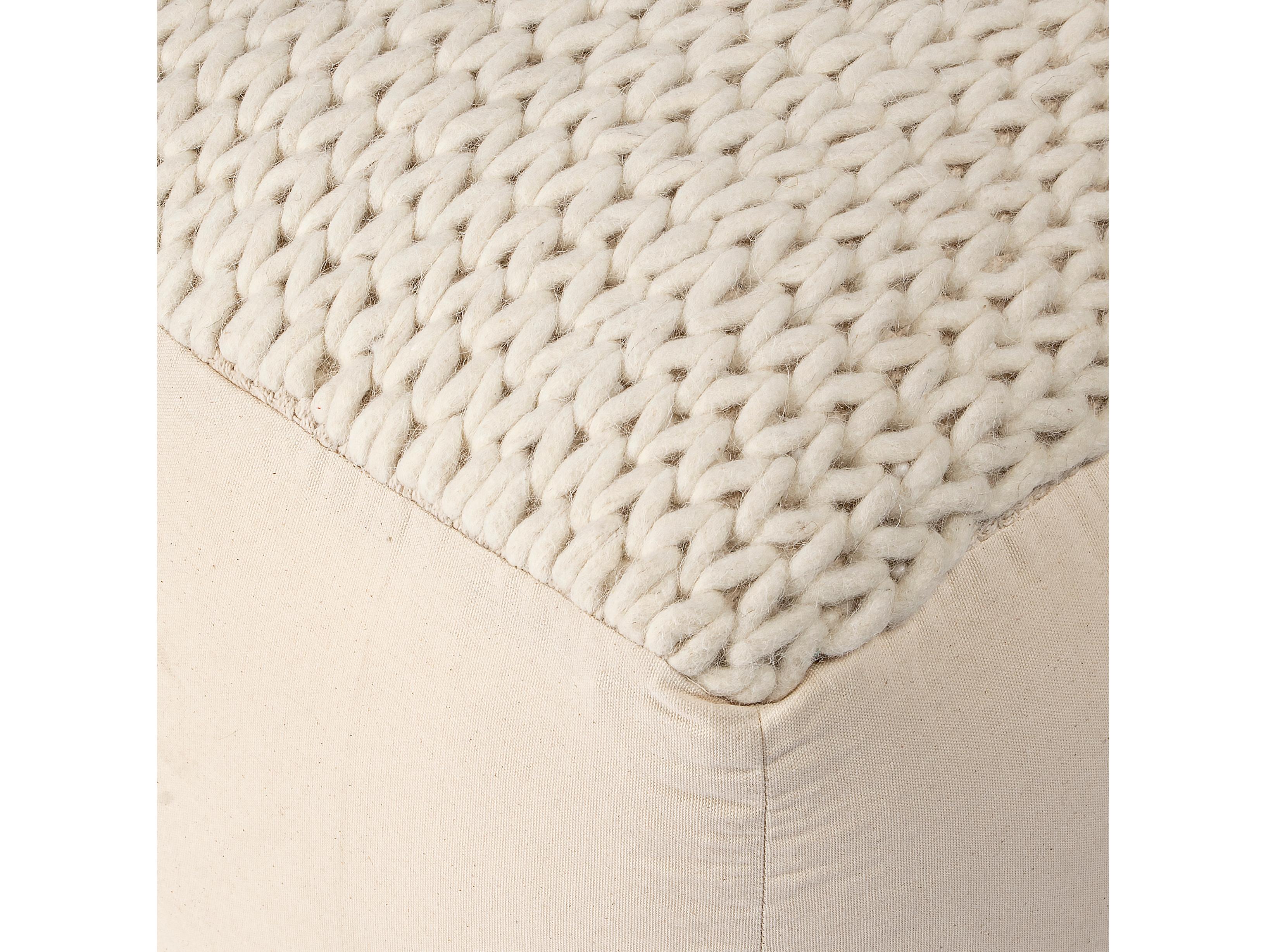 Butler Fernandos Beige Diamond Cream Upholstered Pouf