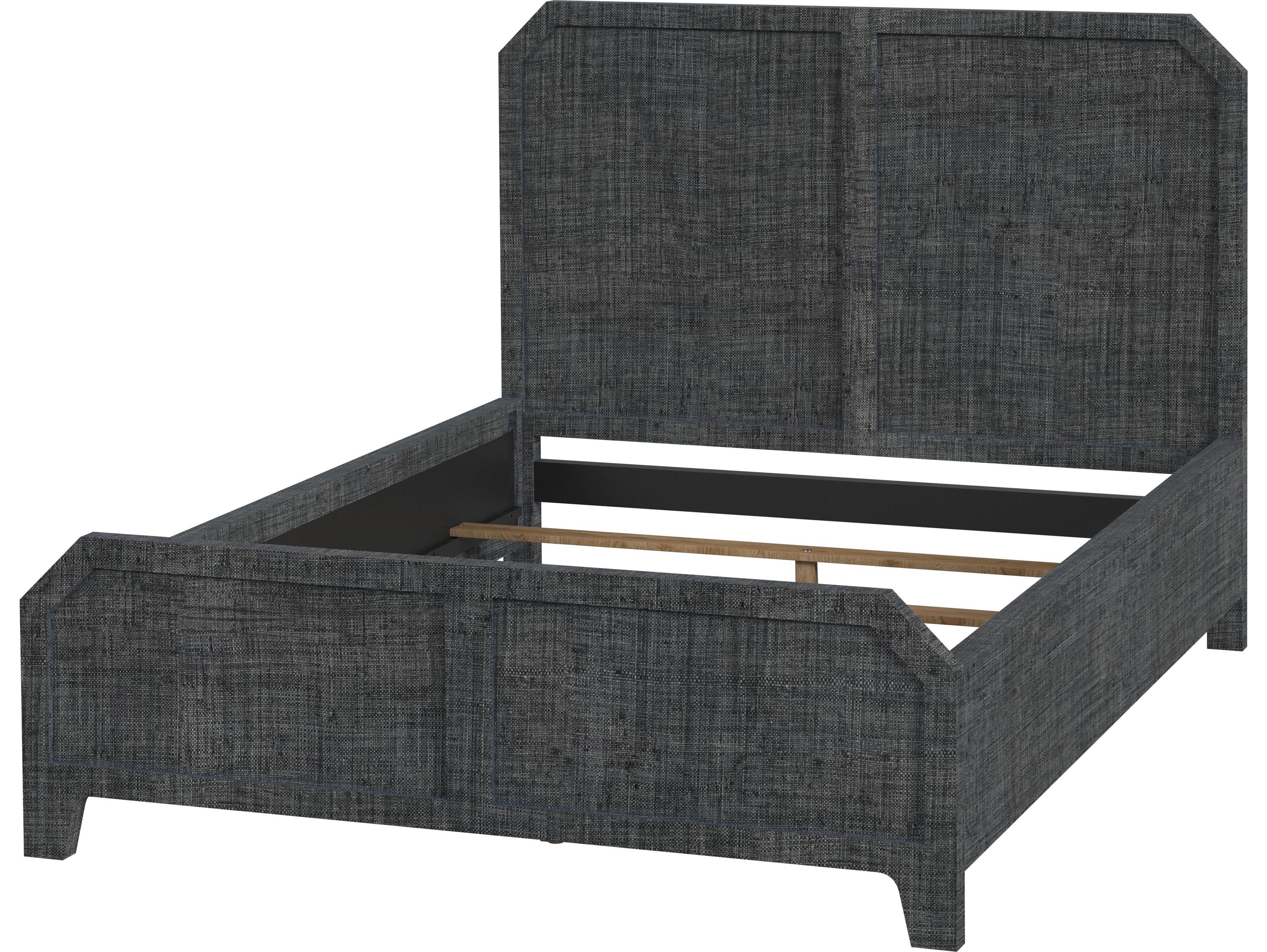 Butler Bar Harbor Charcoal Raffia Gray Wood Queen Panel Bed