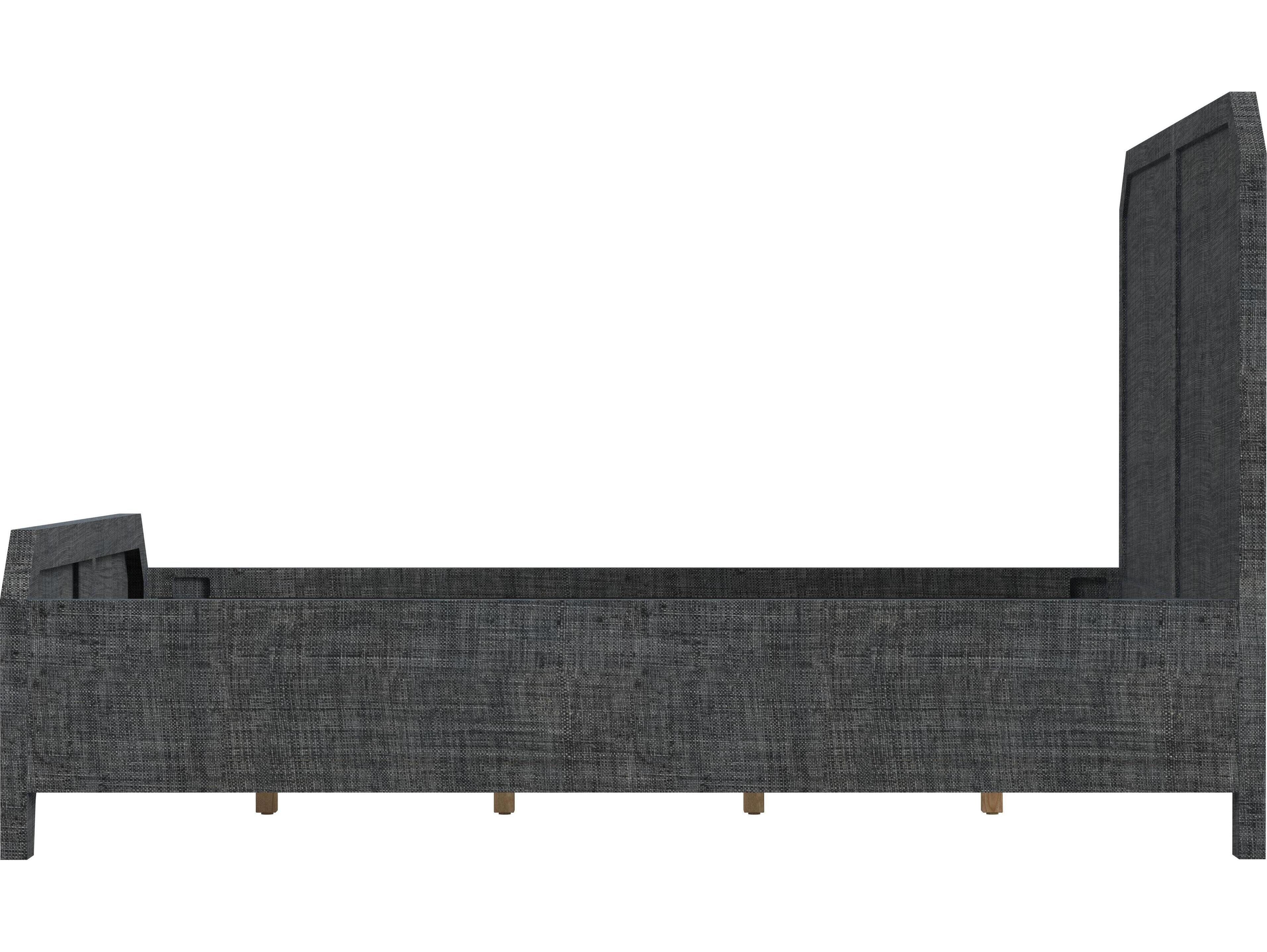Butler Bar Harbor Charcoal Raffia Gray Wood Queen Panel Bed