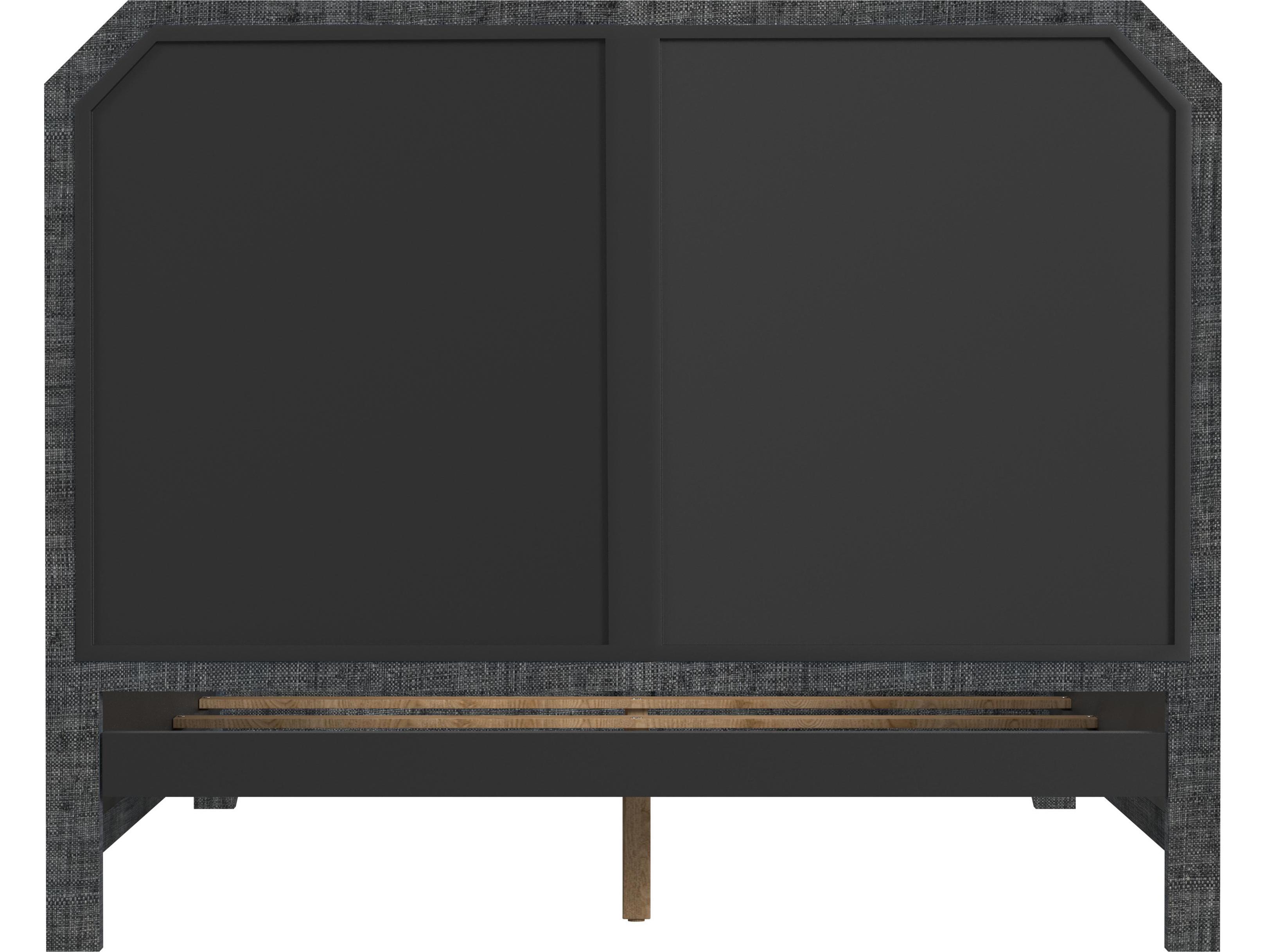 Butler Bar Harbor Charcoal Raffia Gray Wood Queen Panel Bed