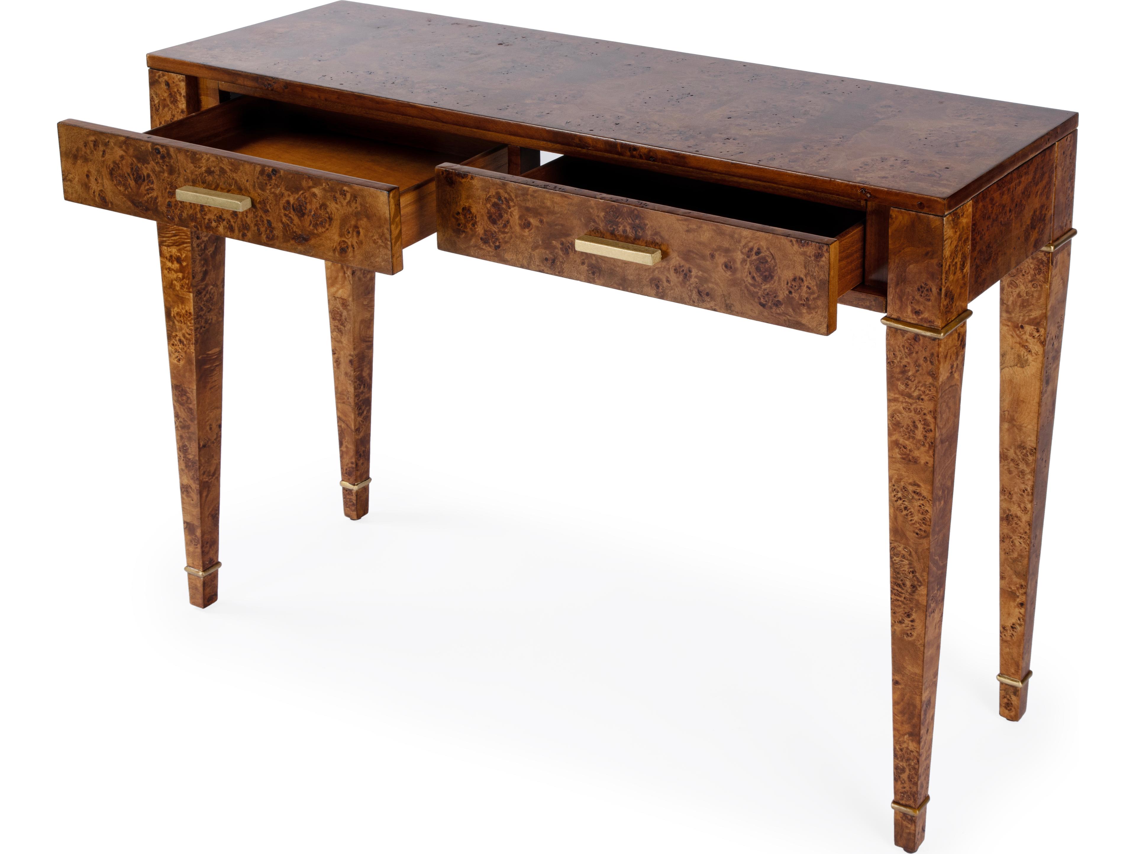 Butler Kai Rectangular Wood Traditional Burl Console Table