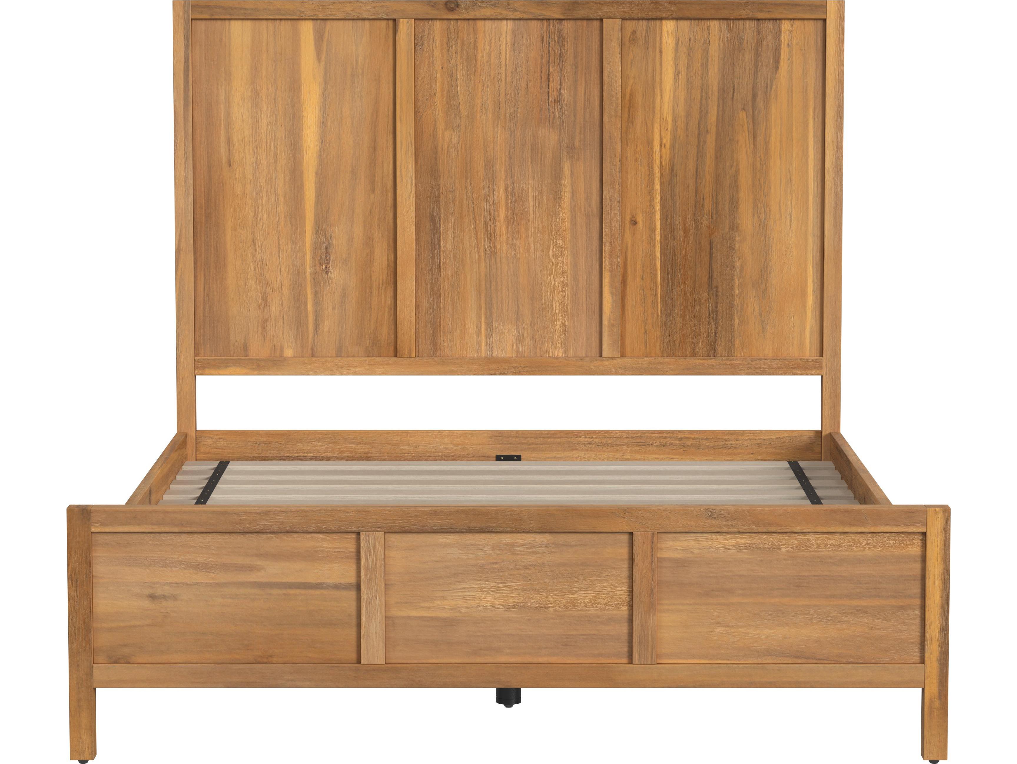 Butler Lark Natural Mango Brown Pine Wood Queen Panel Bed