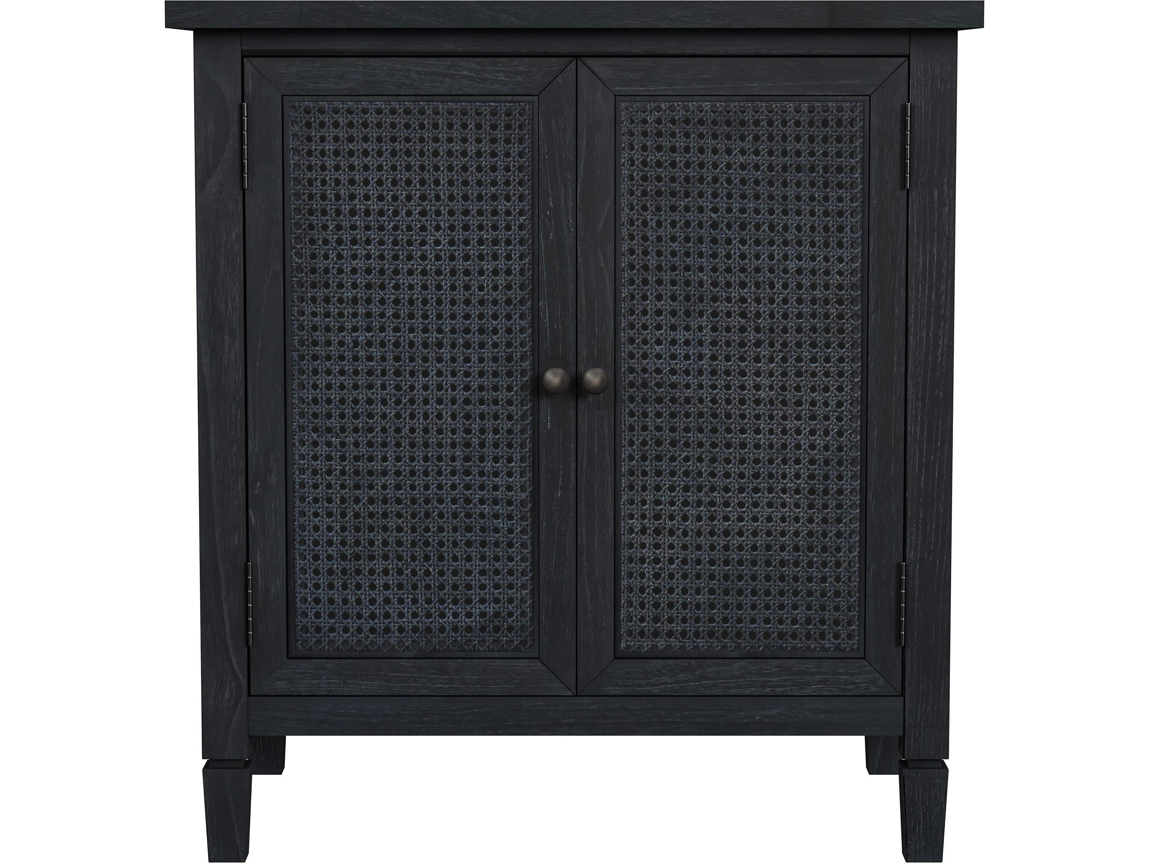 Butler Flagstaff Black Cane Mindi Wood Accent Cabinet