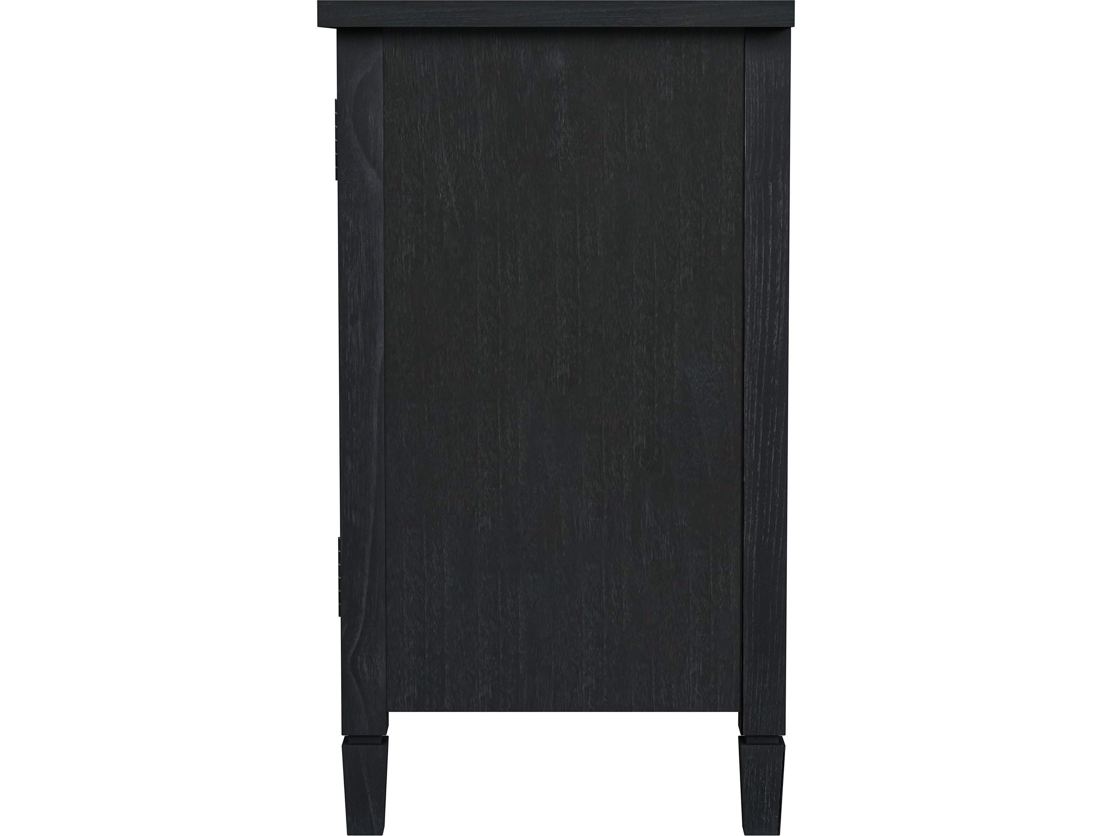 Butler Flagstaff Black Cane Mindi Wood Accent Cabinet