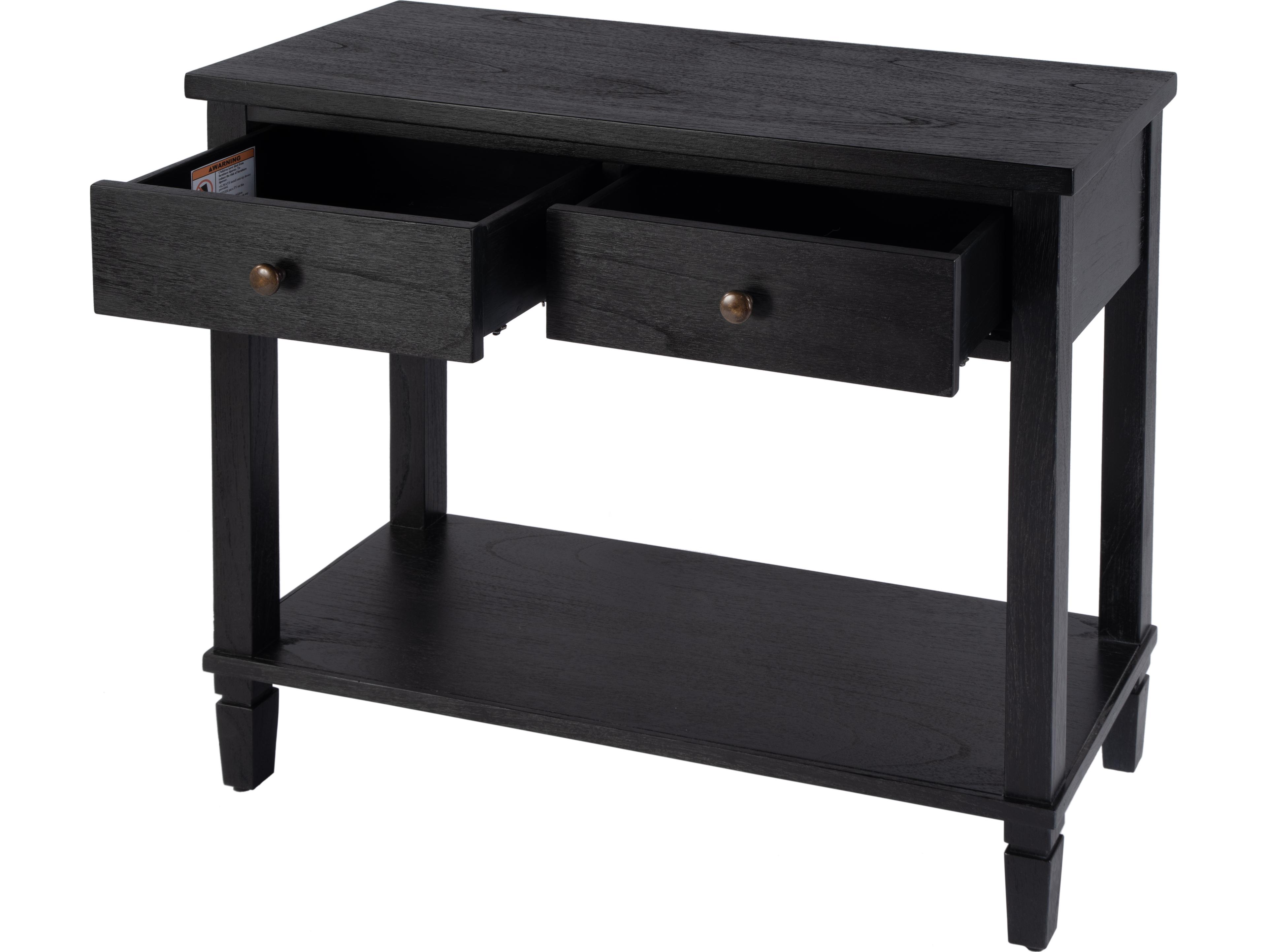Butler Flagstaff Rectangular Wood Washed Black Console Table