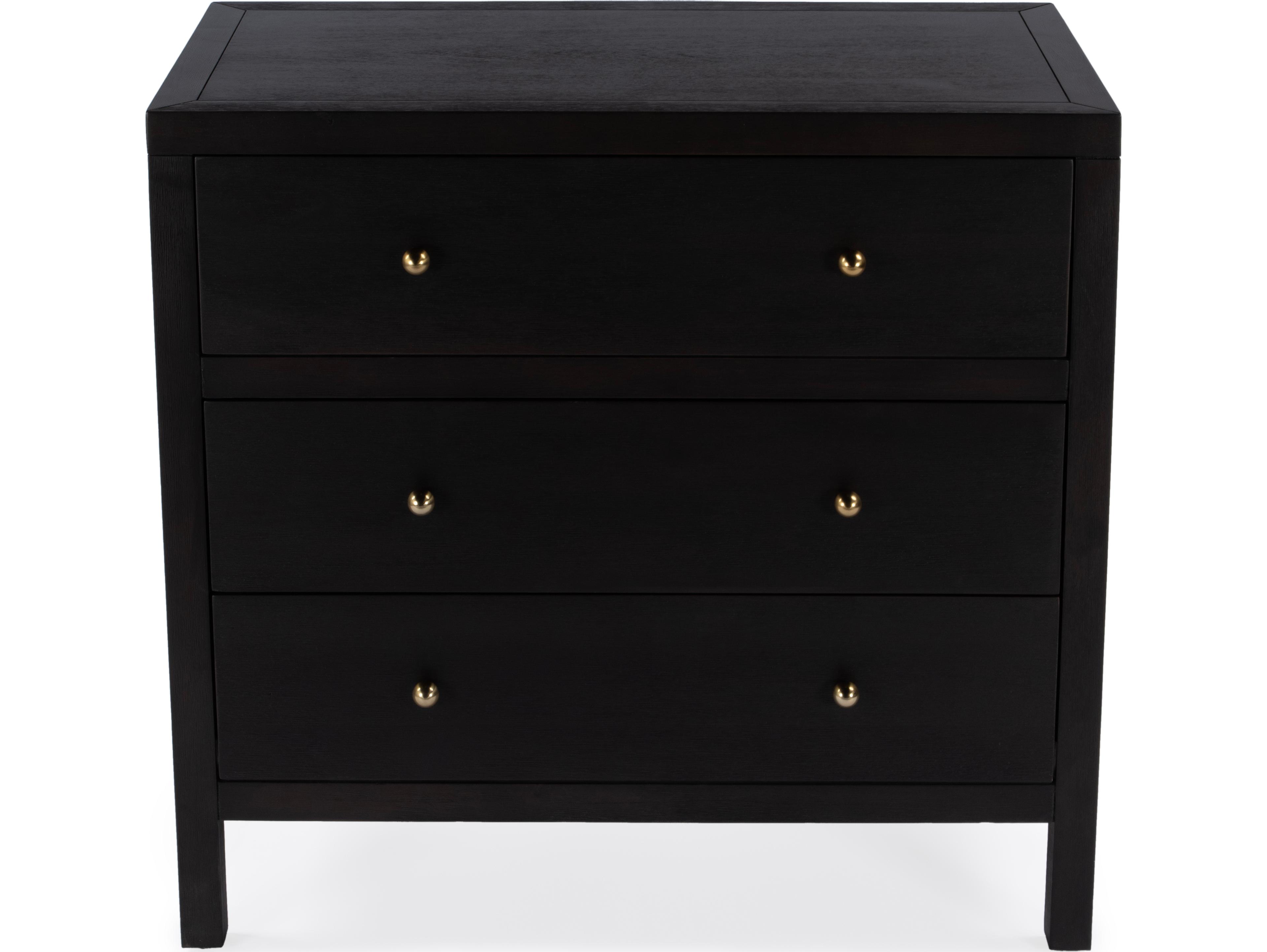 Butler Nora 3-Drawers Black Acacia Wood Dresser