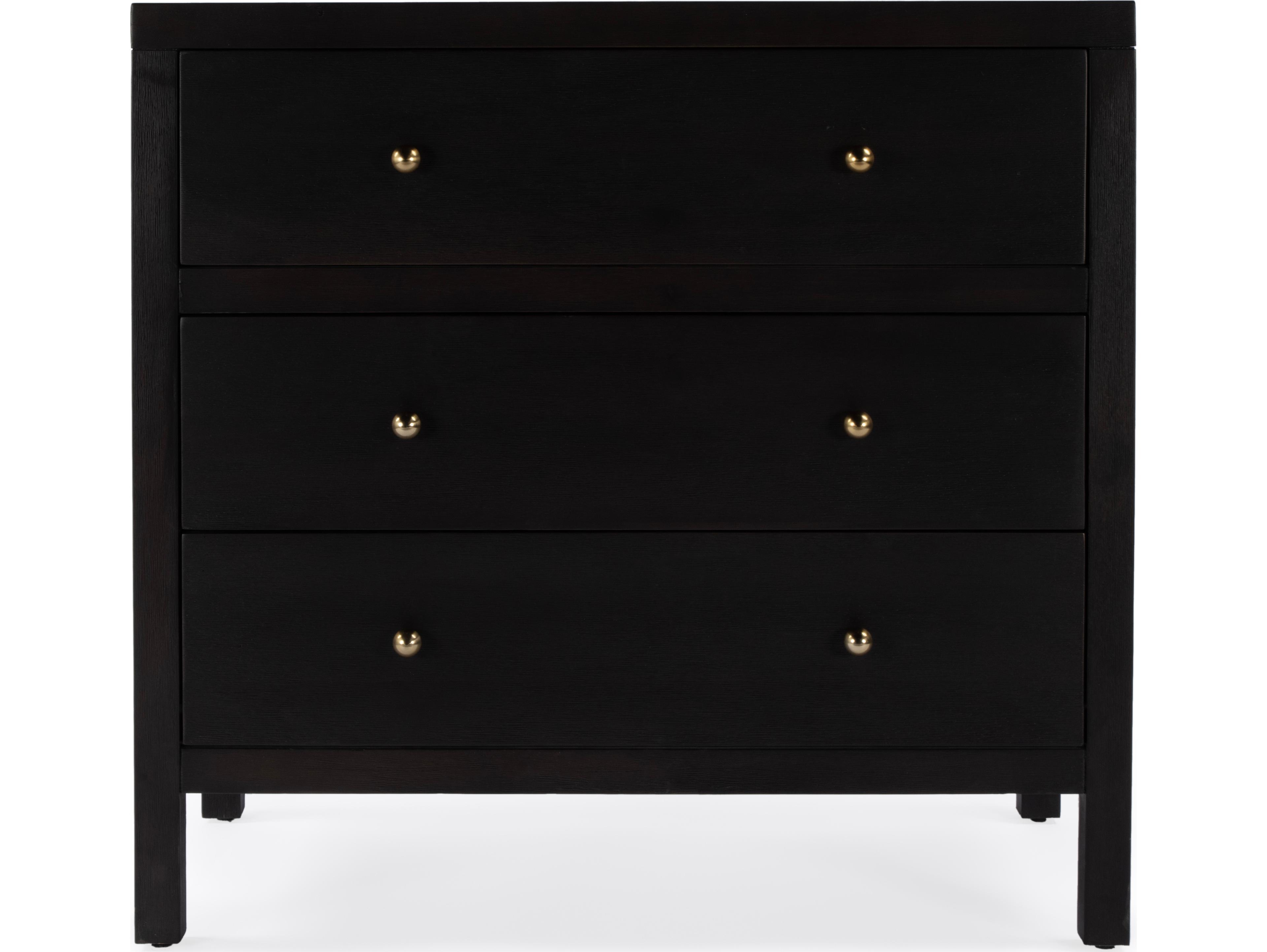Butler Nora 3-Drawers Black Acacia Wood Dresser