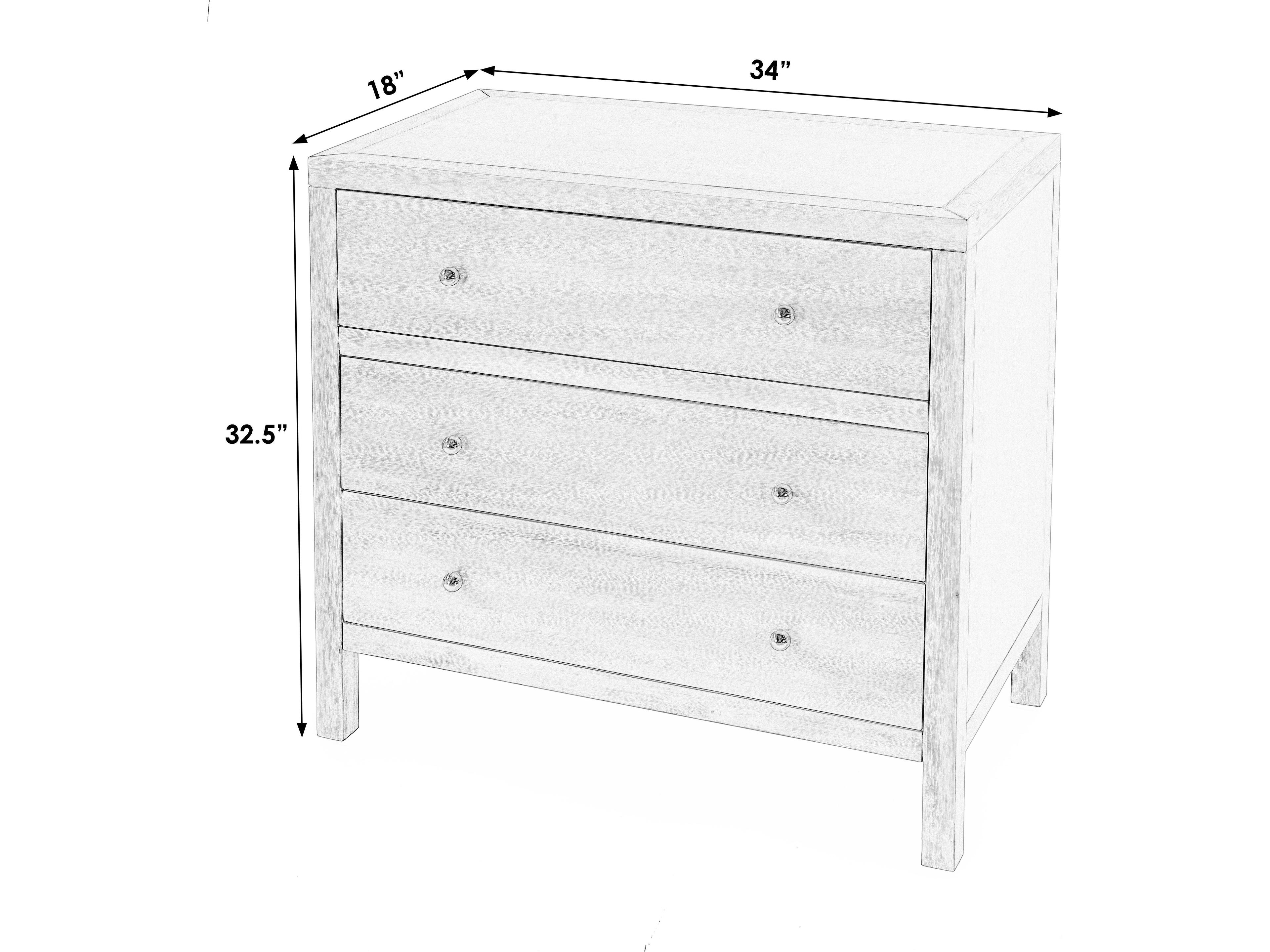 Butler Nora 3-Drawers Acacia Wood Nightstand