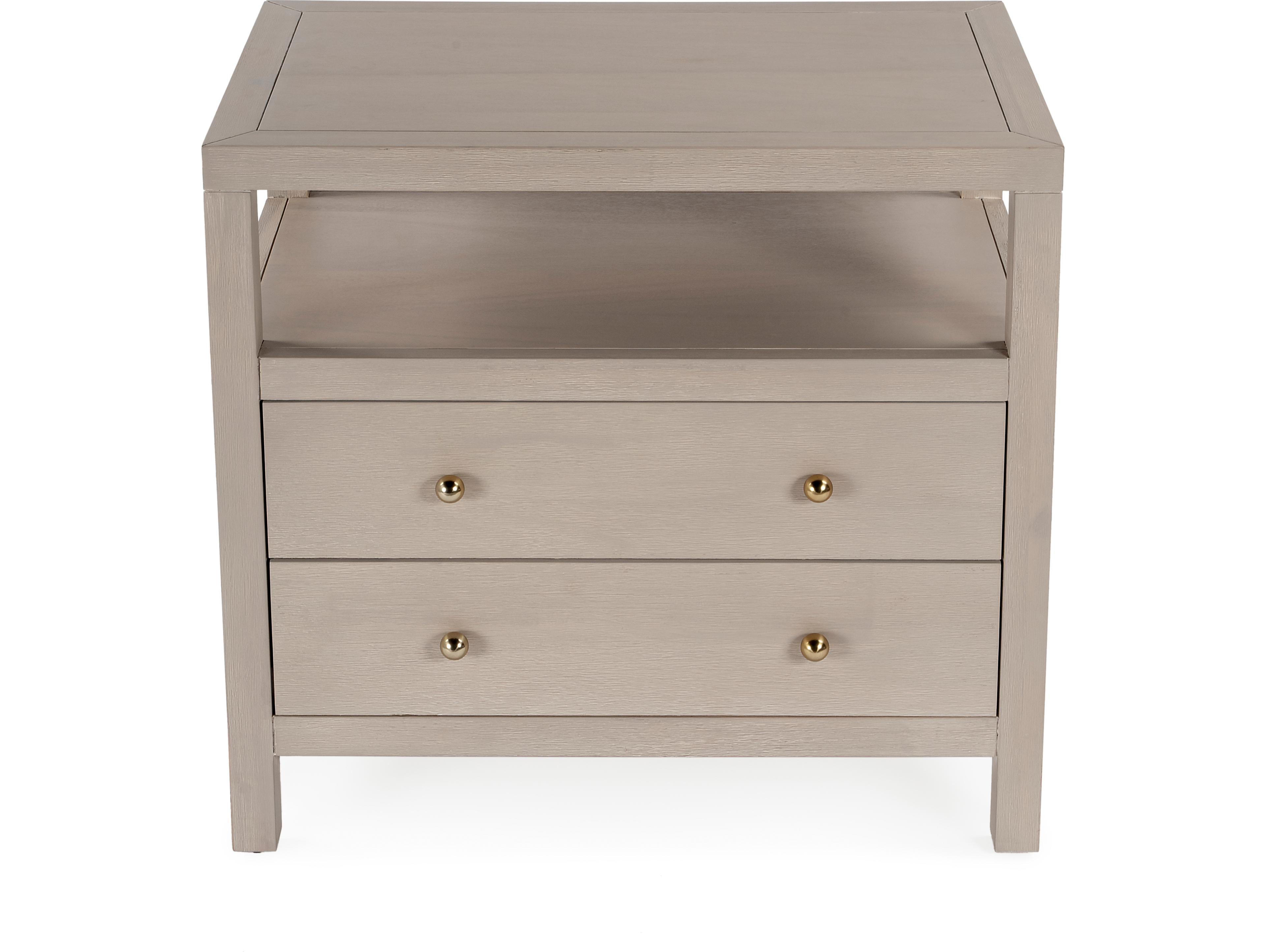 Butler Nora 2-Drawers Beige Acacia Wood Nightstand