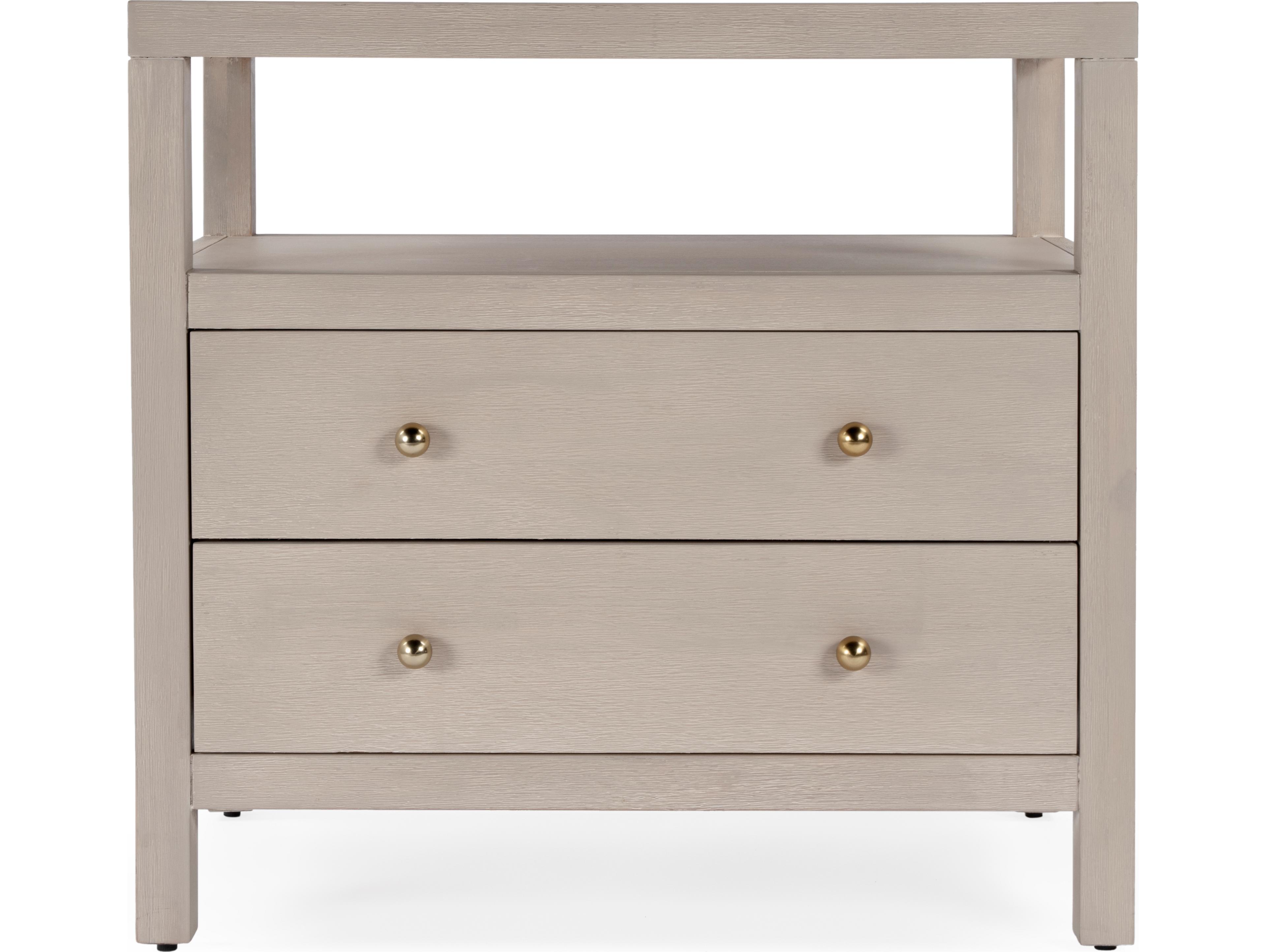 Butler Nora 2-Drawers Beige Acacia Wood Nightstand