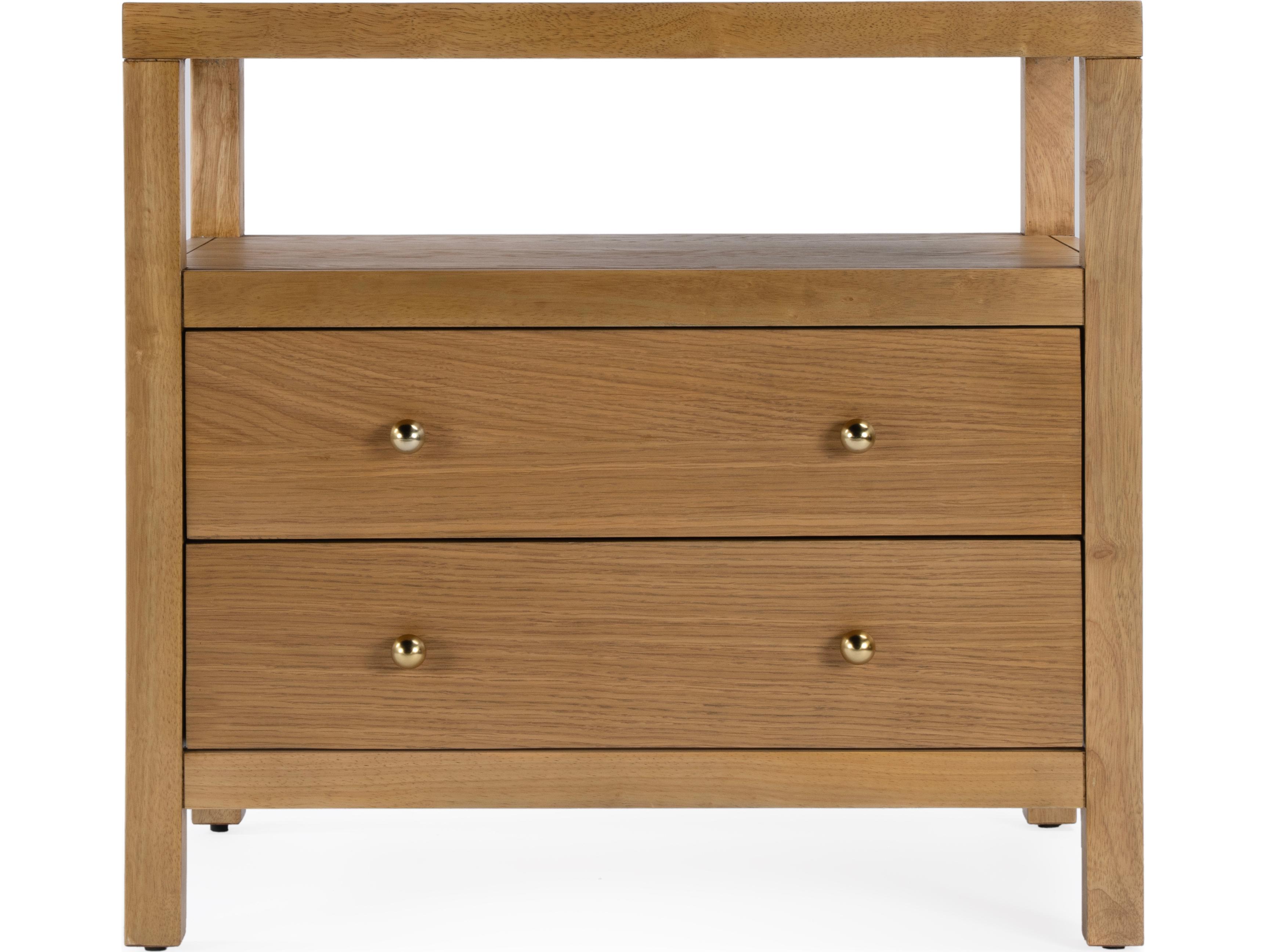 Butler Nora 2-Drawers Brown Oak Wood Nightstand