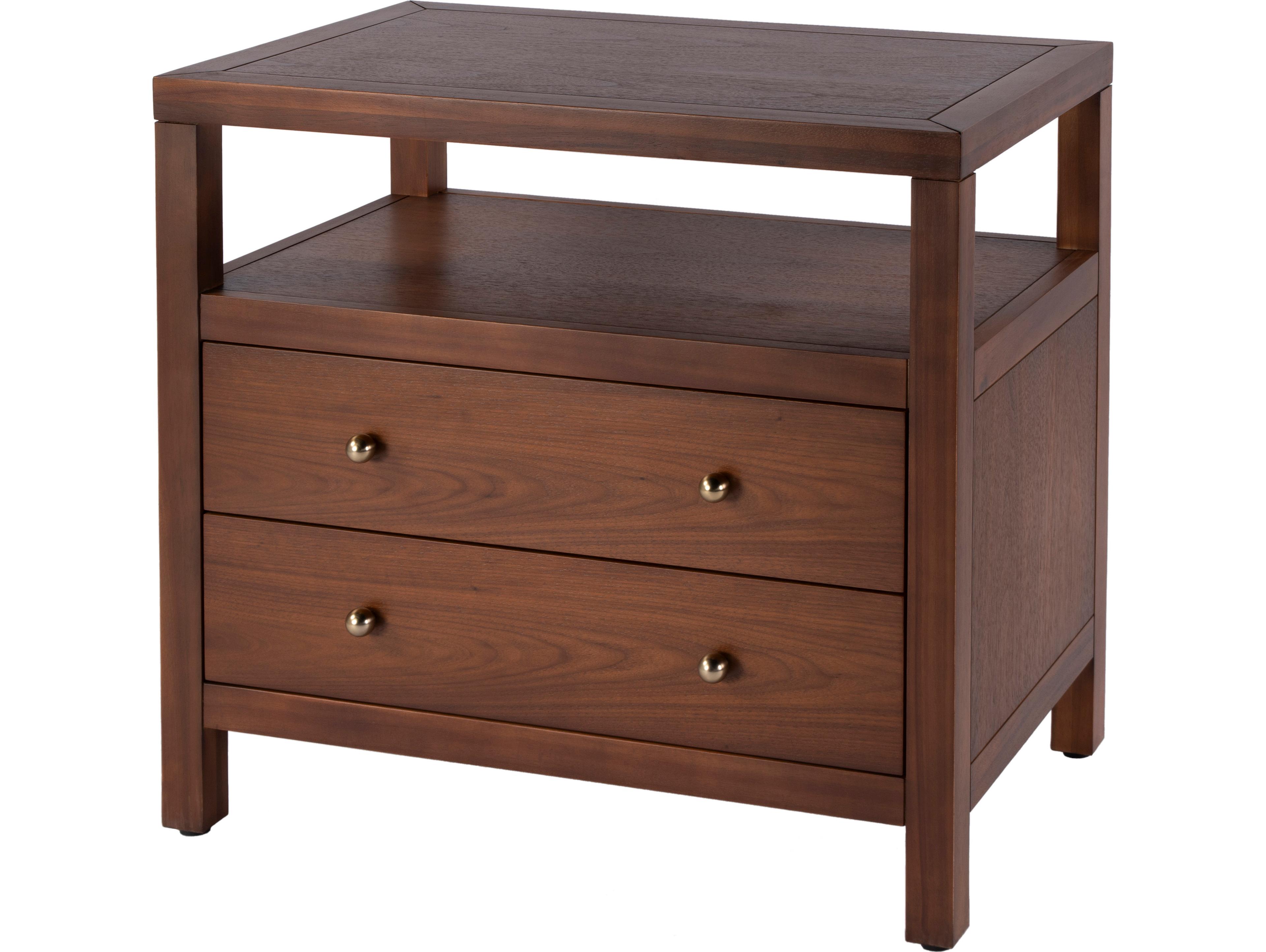 Butler Nora 2-Drawers Brown Acacia Wood Nightstand