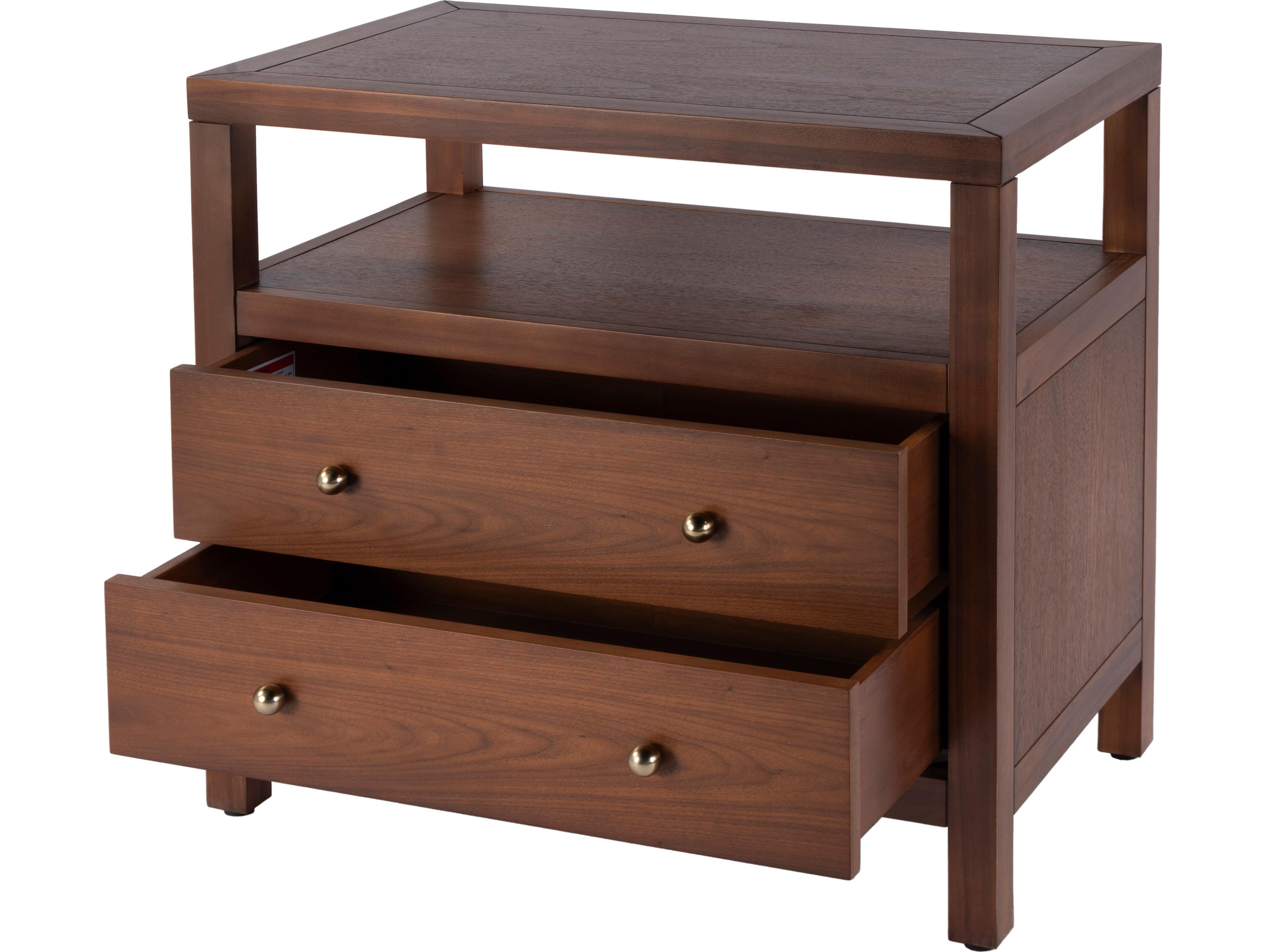 Butler Nora 2-Drawers Brown Acacia Wood Nightstand