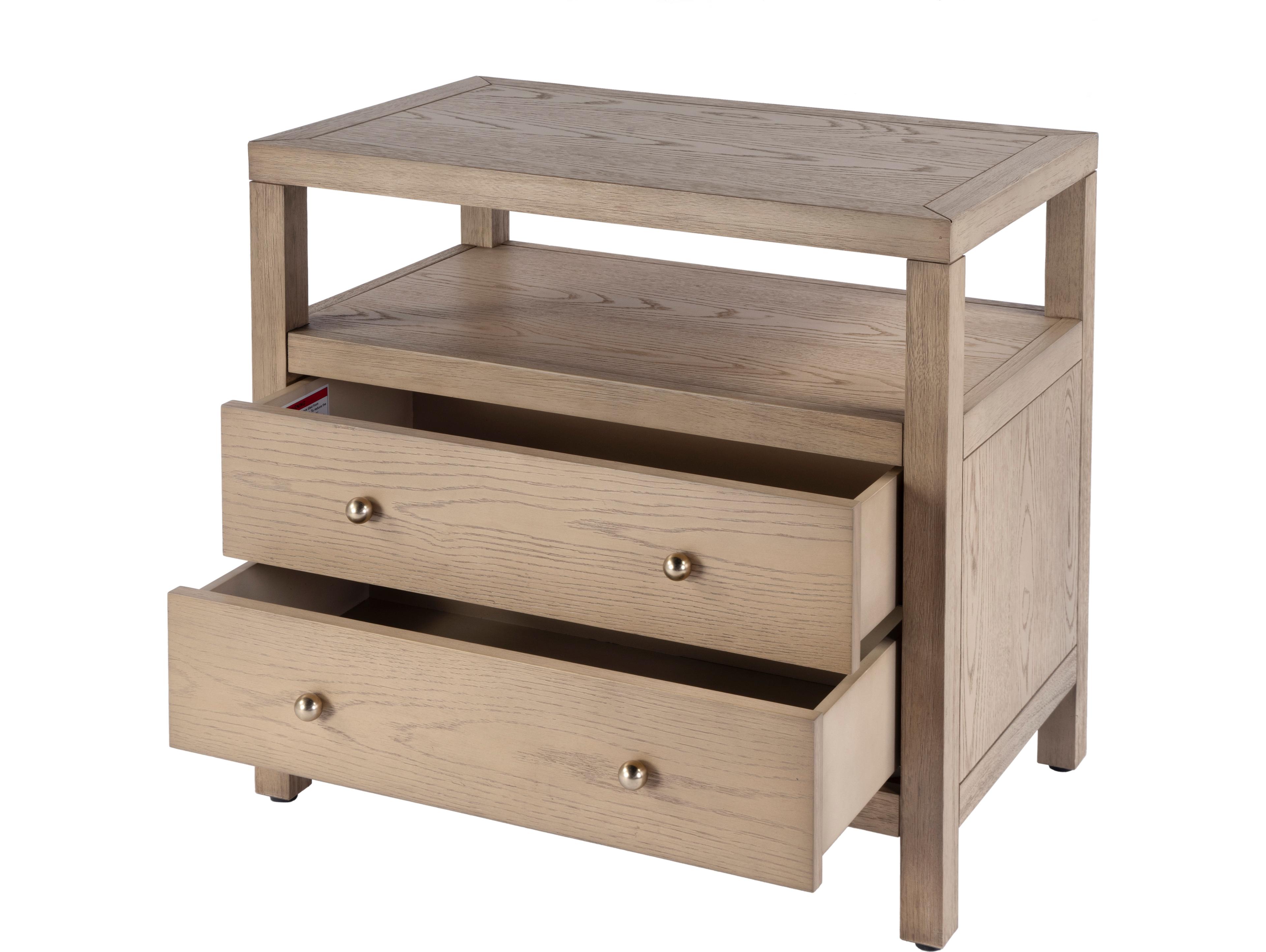 Butler Nora 2-Drawers Brown Acacia Wood Nightstand