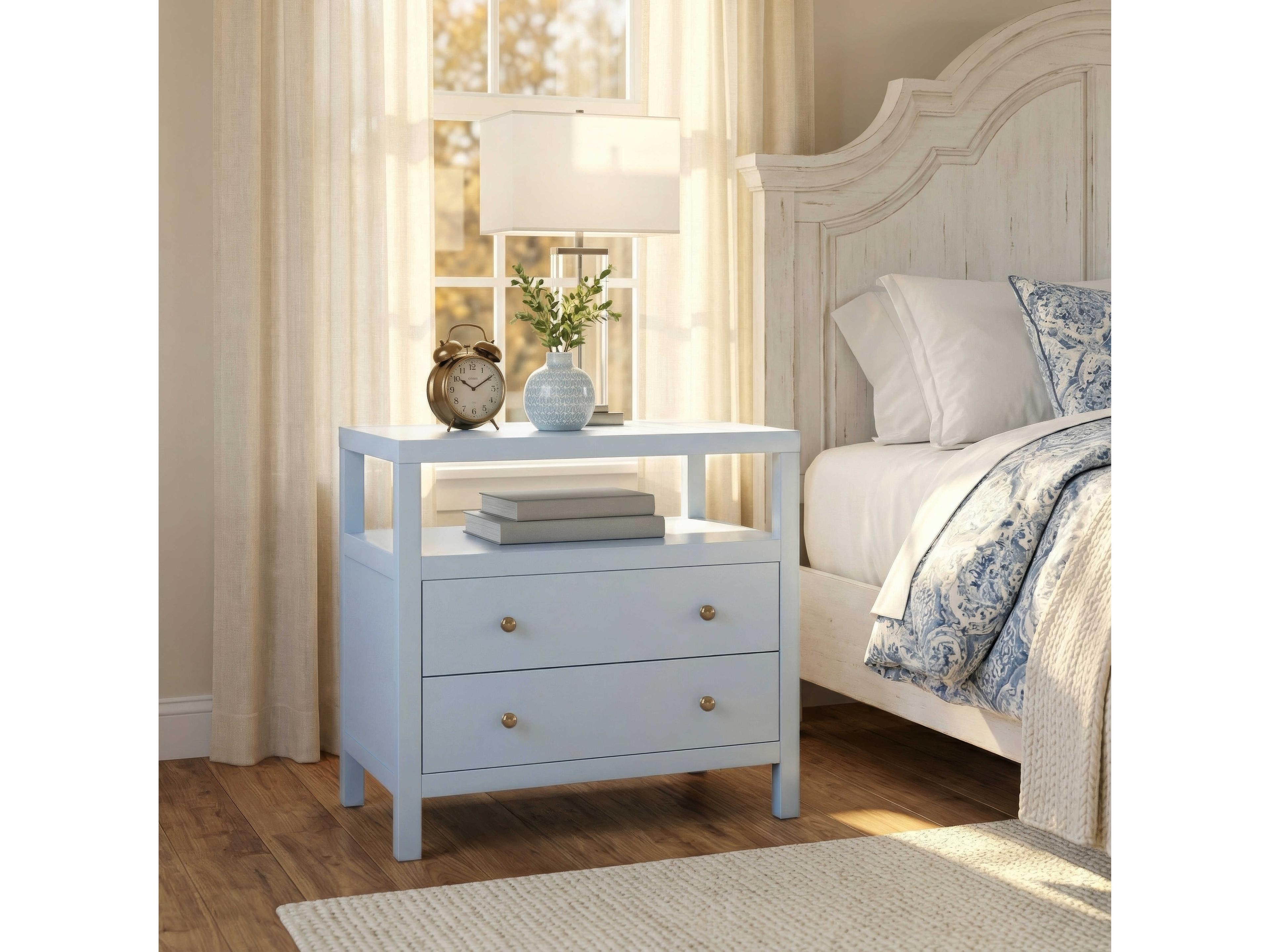 Butler Nora 2-Drawers Acacia Wood Nightstand