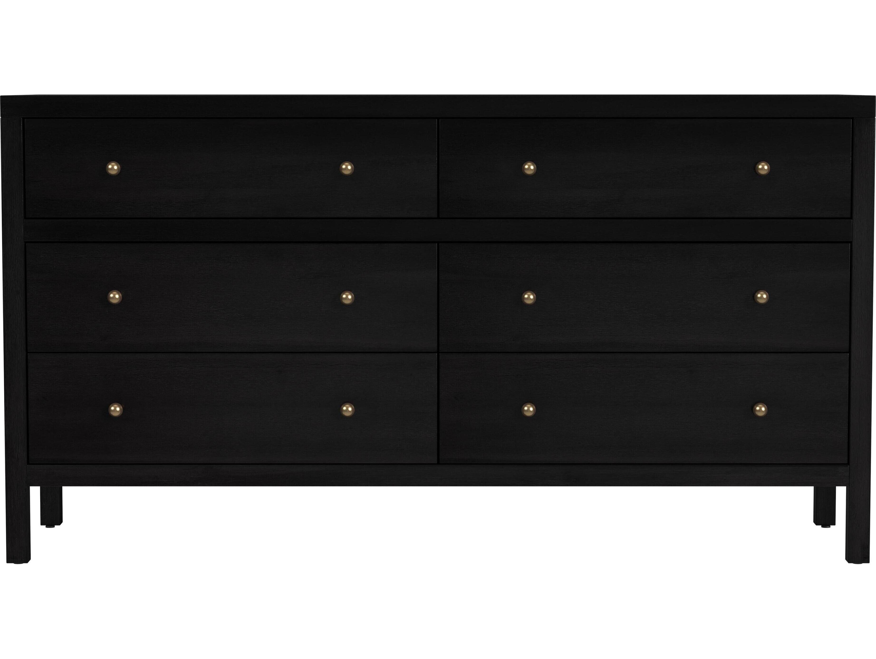 Butler Nora 6-Drawers Black Acacia Wood Double Dresser