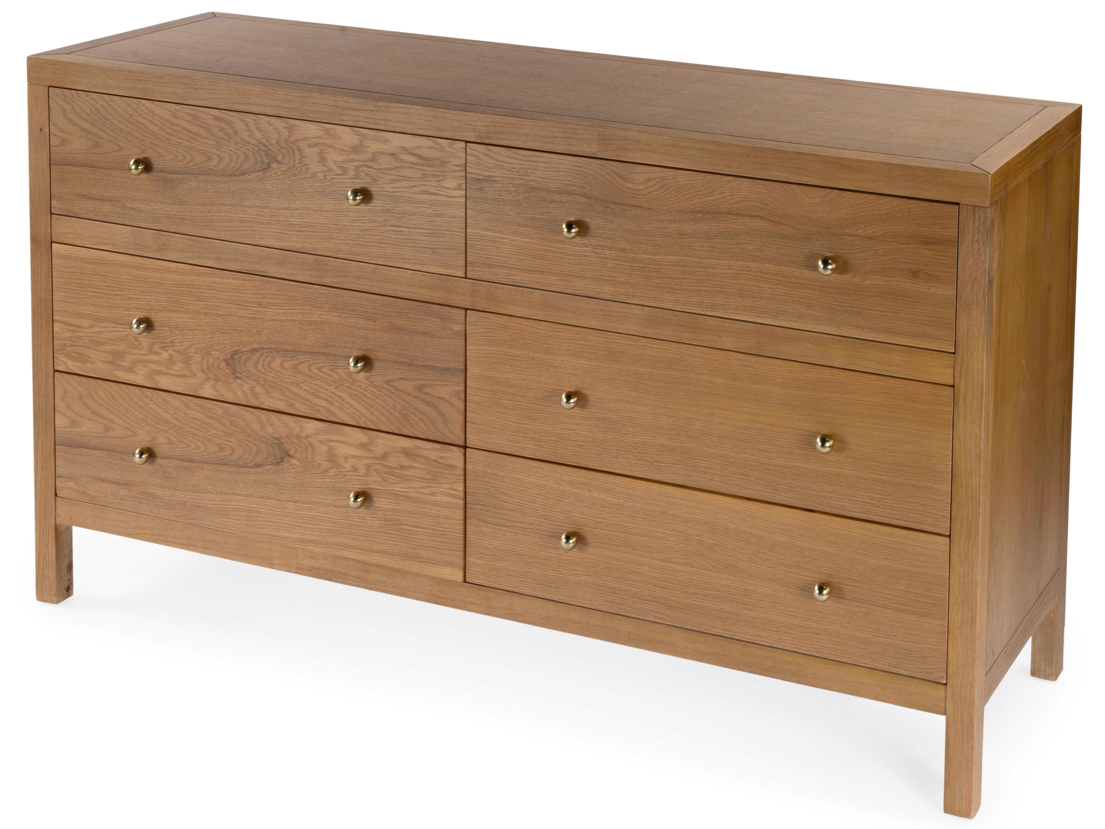 Butler Nora 6-Drawers Oak Wood Double Dresser