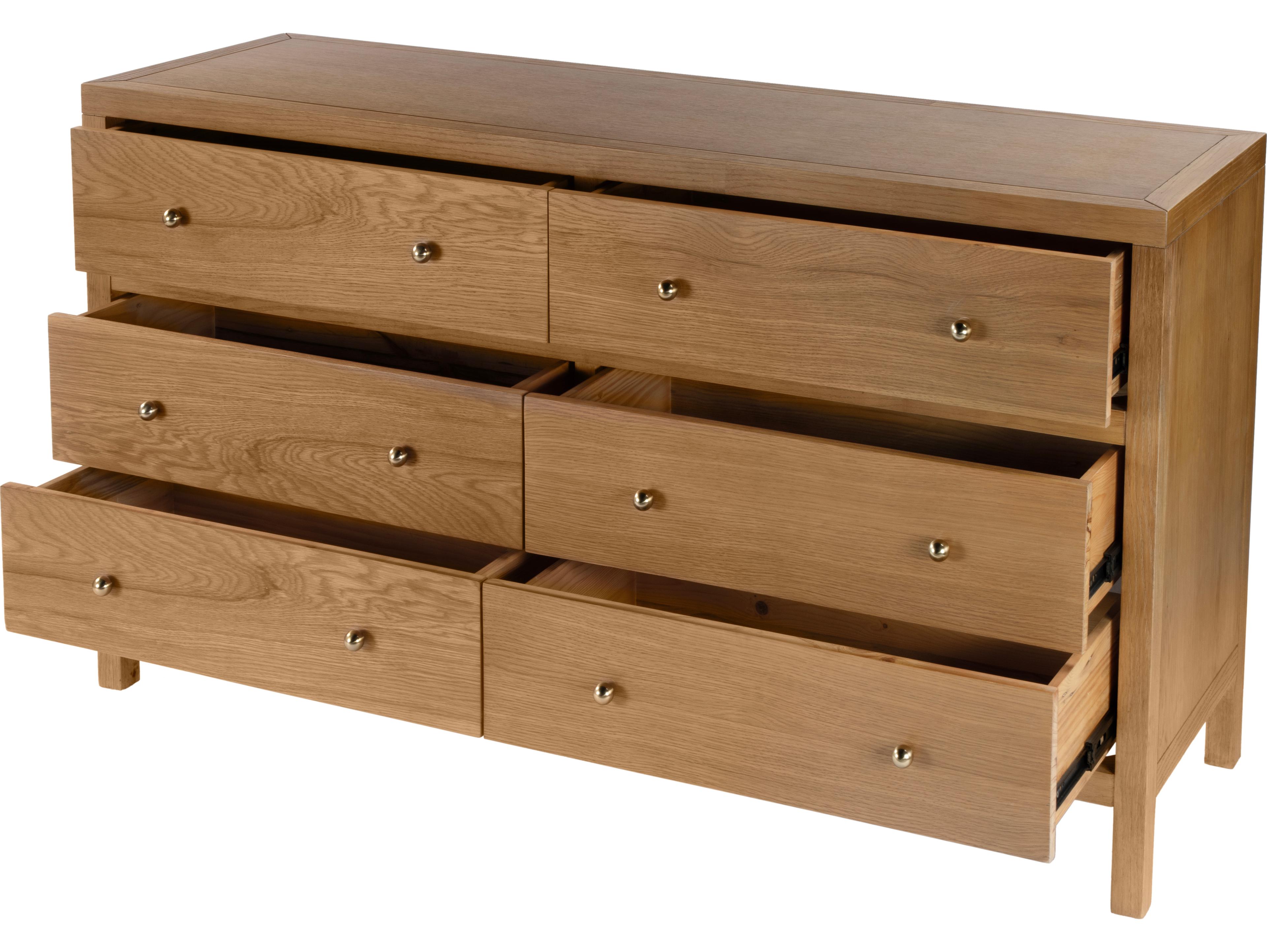 Butler Nora 6-Drawers Oak Wood Double Dresser
