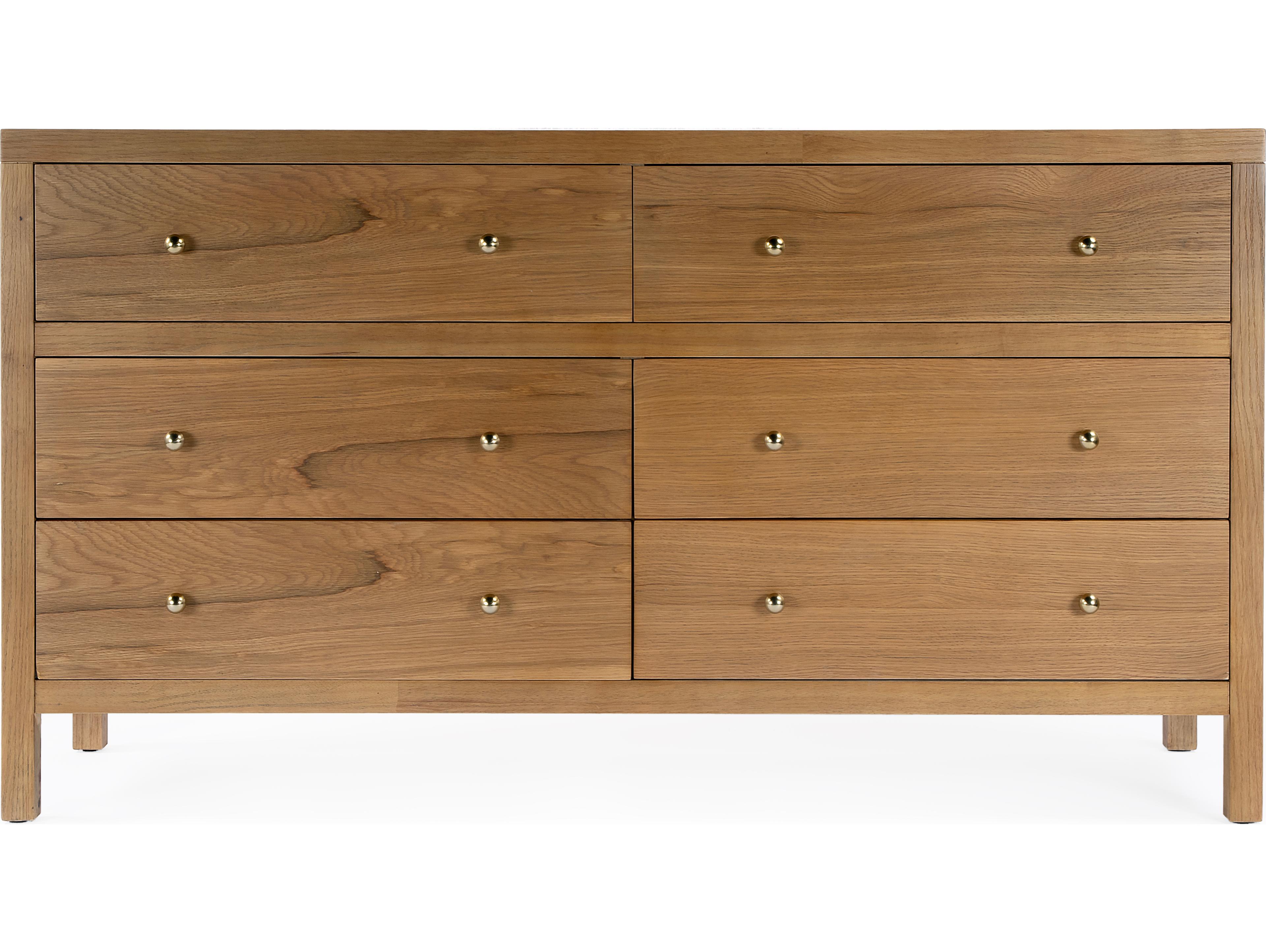 Butler Nora 6-Drawers Oak Wood Double Dresser