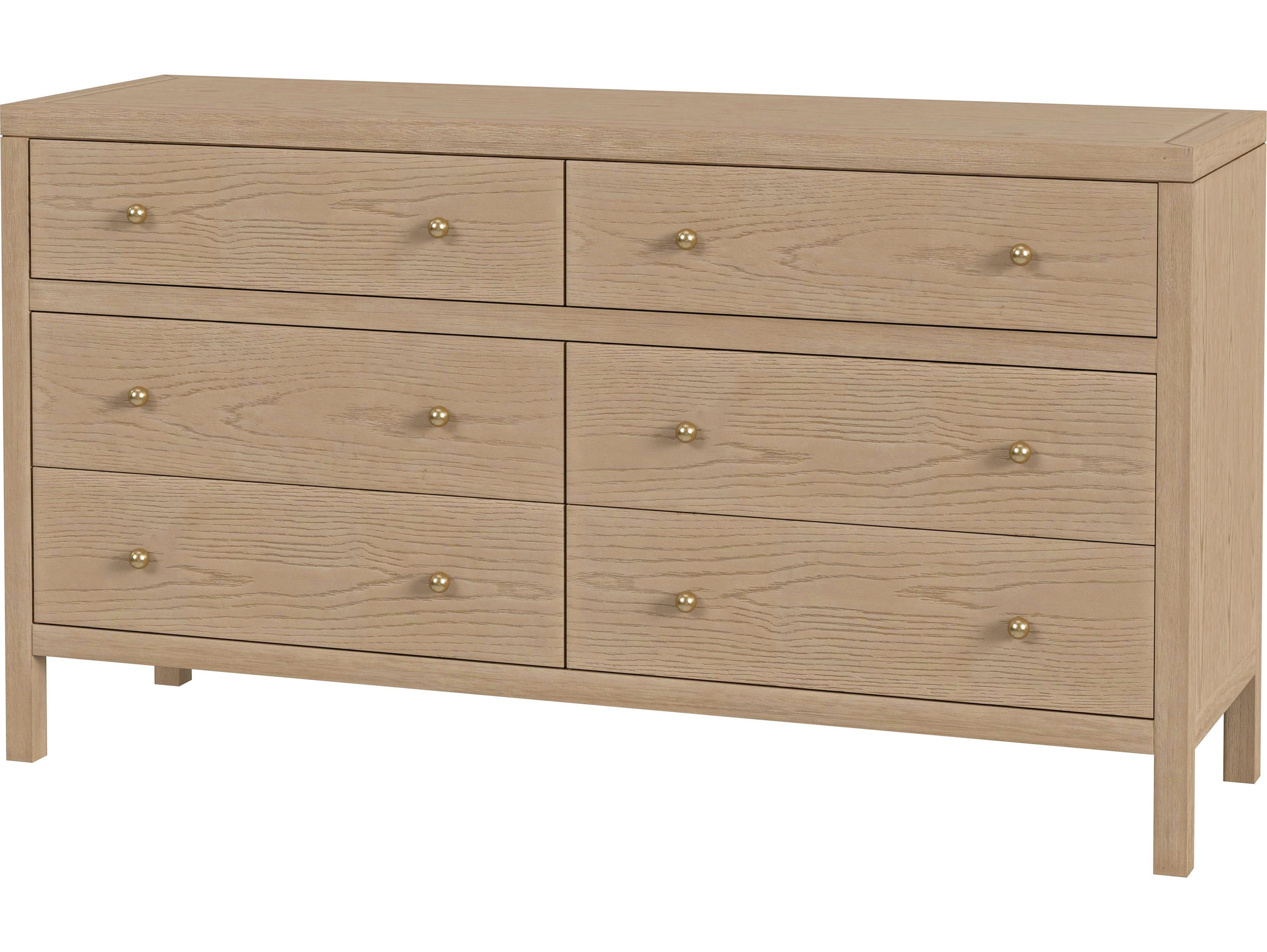 Butler Nora 6-Drawers Natural Acacia Wood Double Dresser