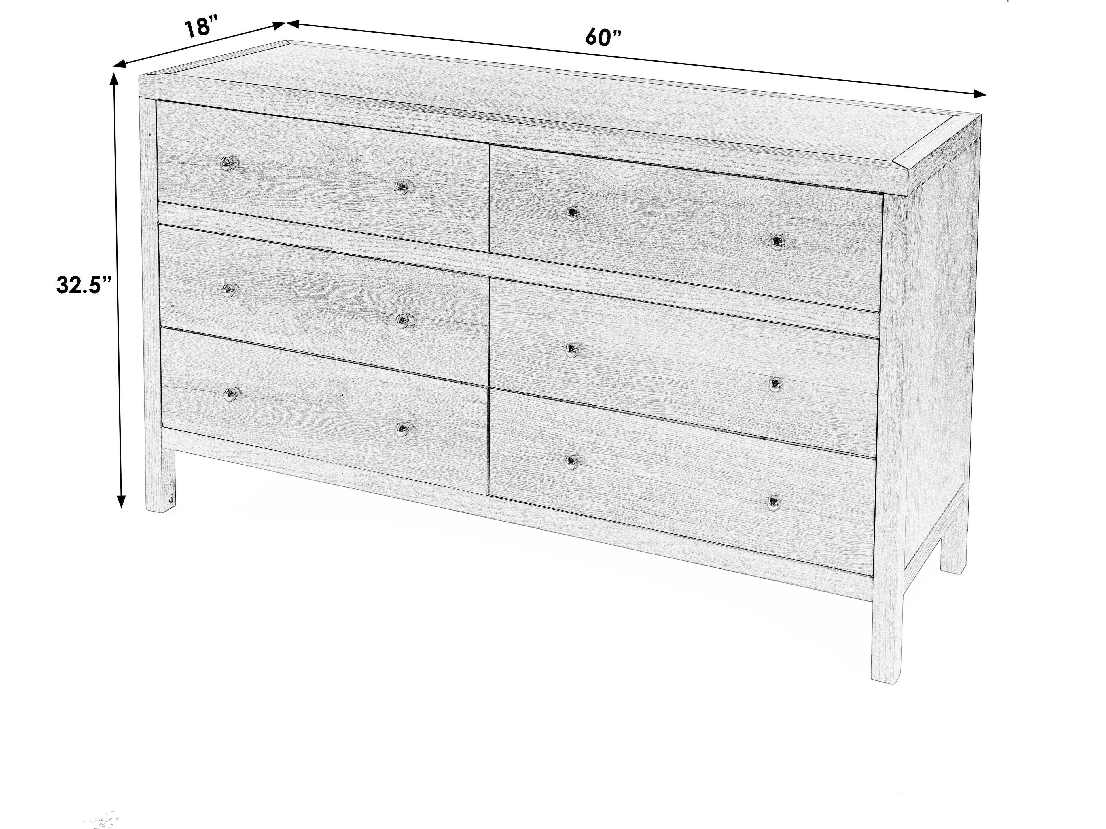 Butler Nora 6-Drawers Acacia Wood Double Dresser