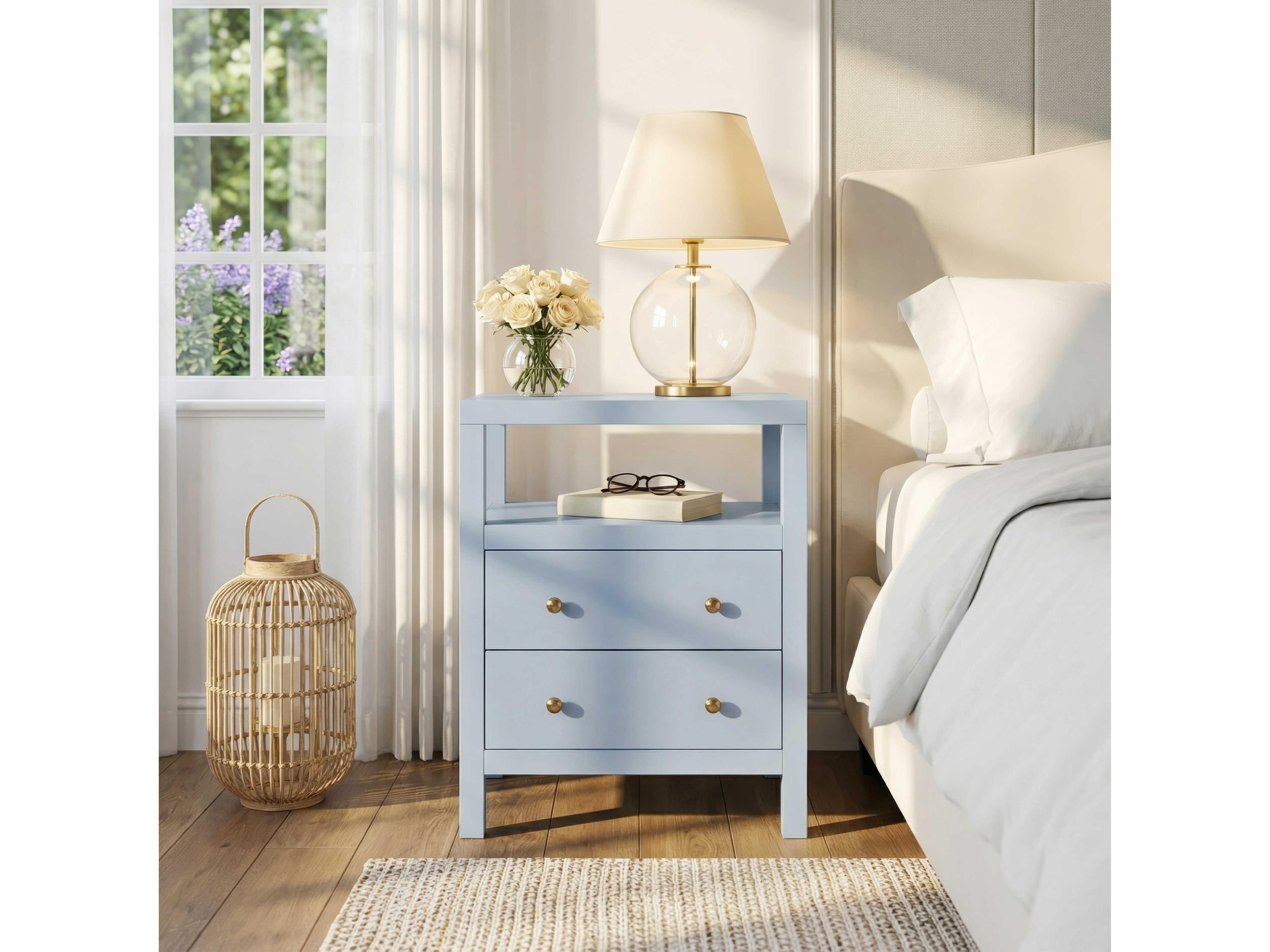 Butler Nora 2-Drawers Acacia Wood Nightstand
