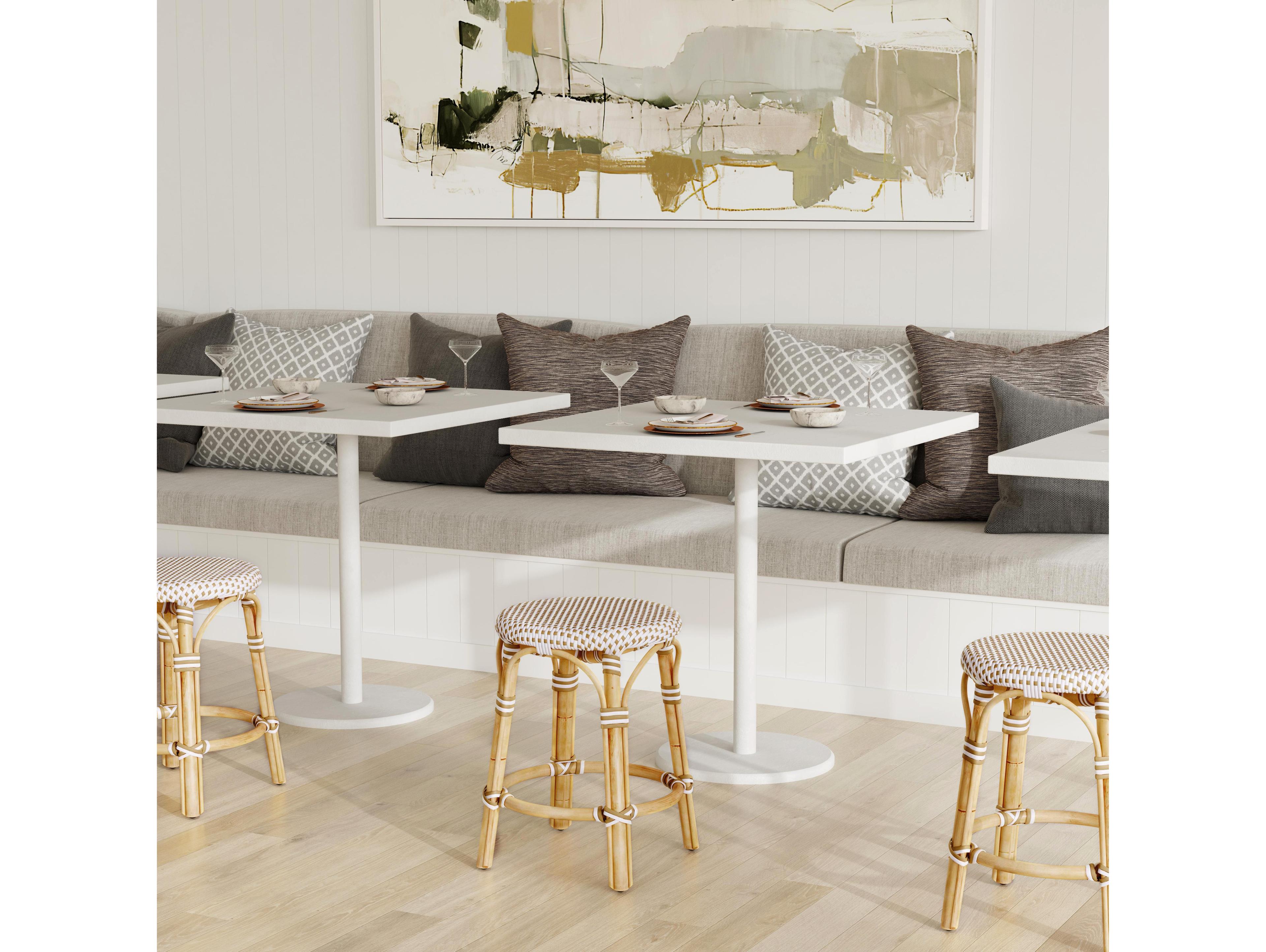 Butler Tobias White tan Dot Natural Rattan Frame Tan & Table Stool