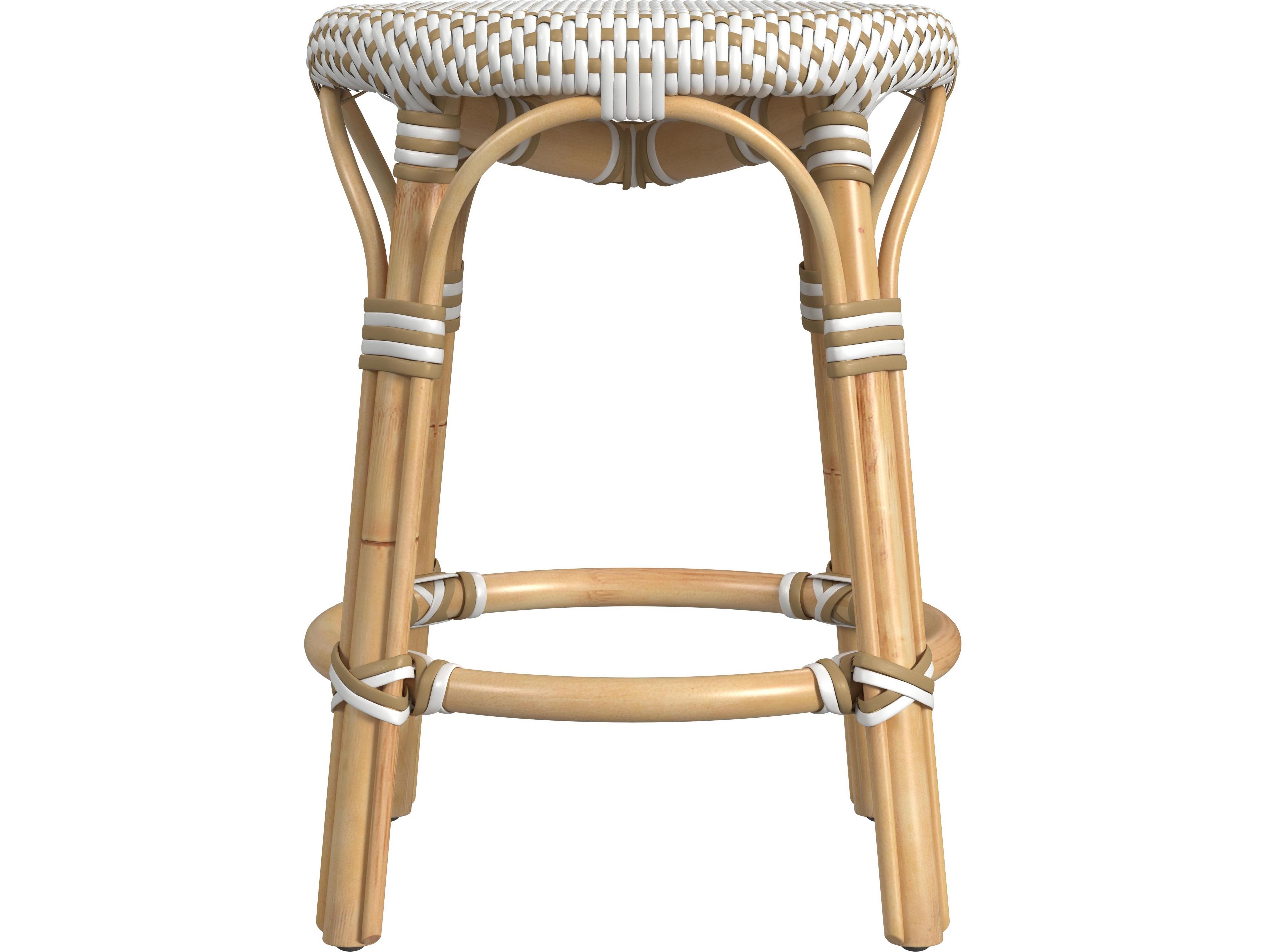 Butler Tobias White tan Dot Natural Rattan Frame Tan & Table Stool