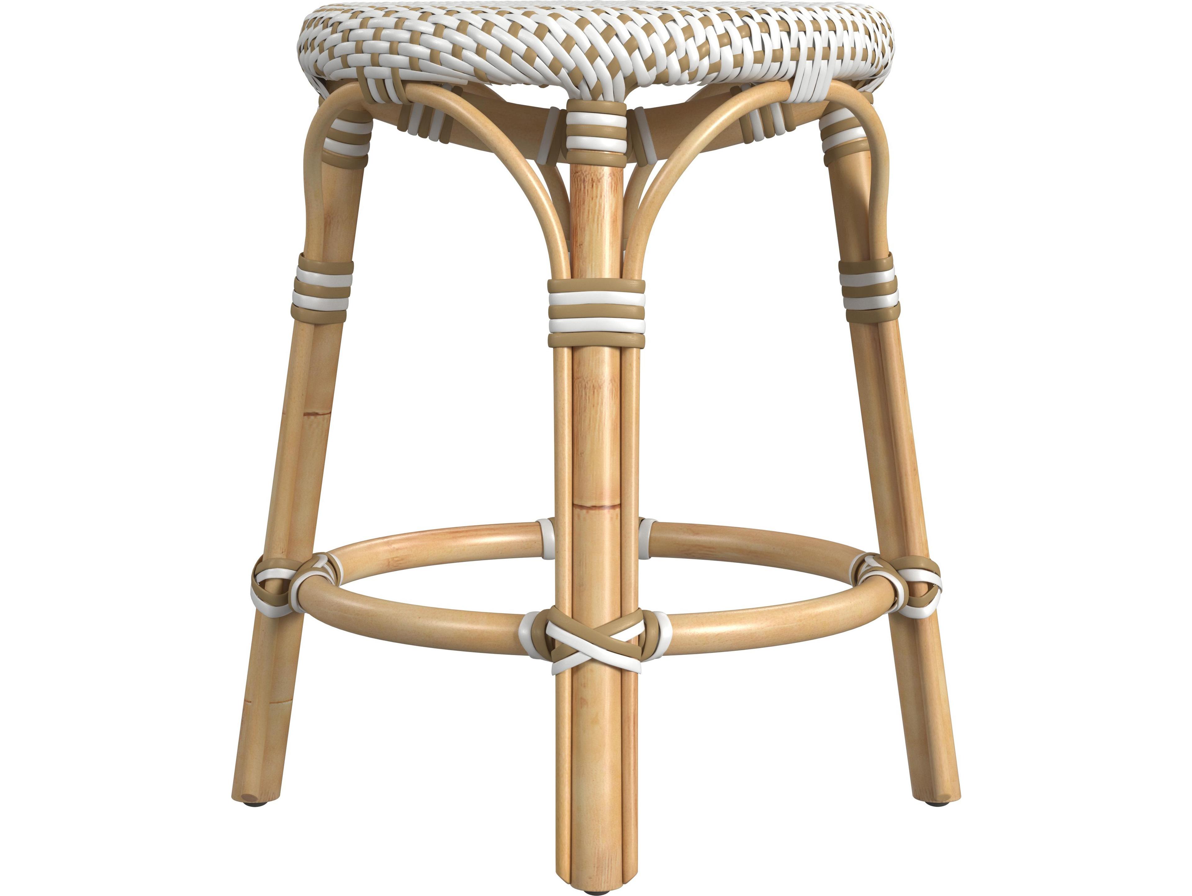 Butler Tobias White tan Dot Natural Rattan Frame Tan & Table Stool