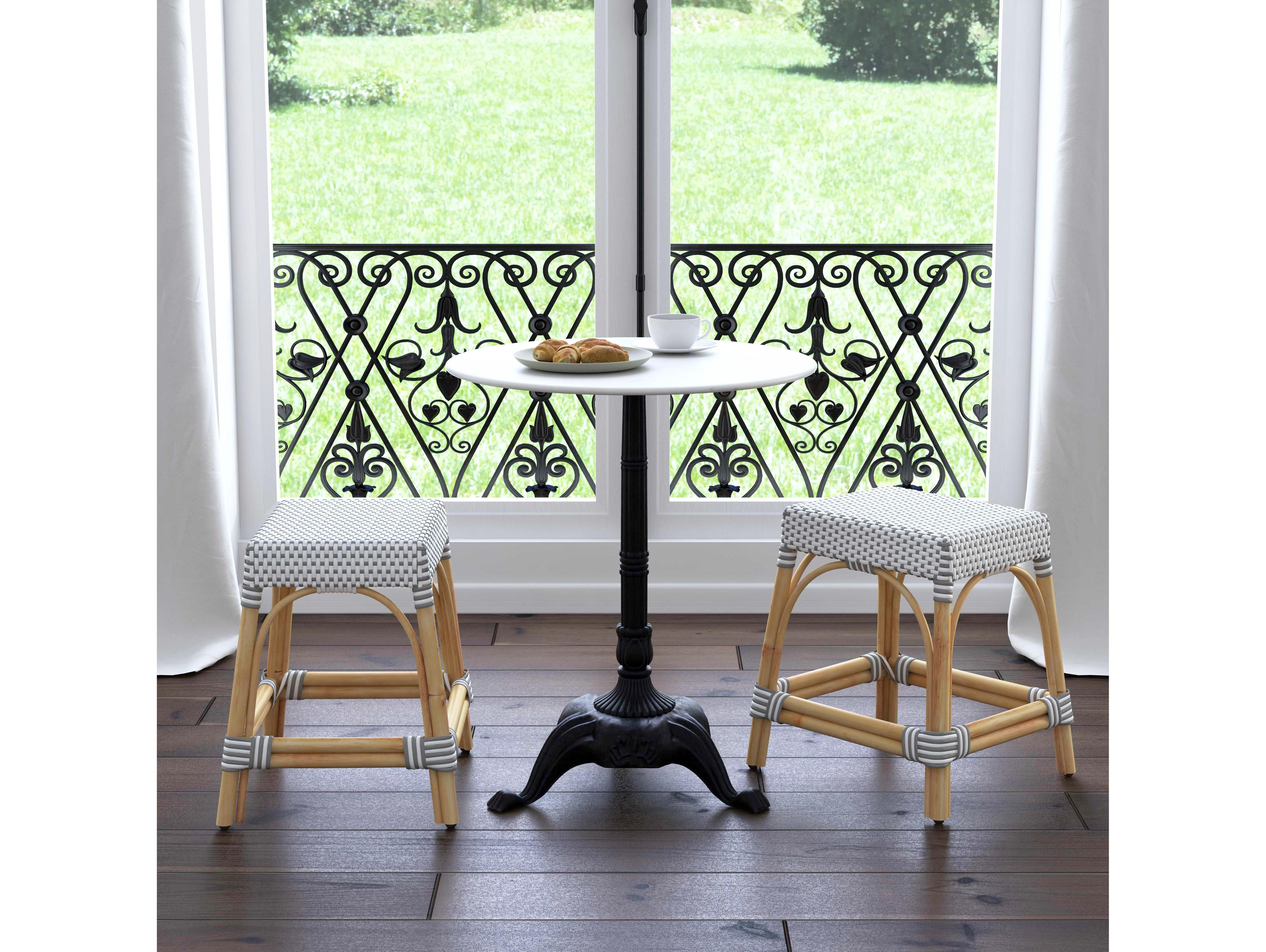 Butler Robias Gray white Dot Natural Rattan Frame Table Stool