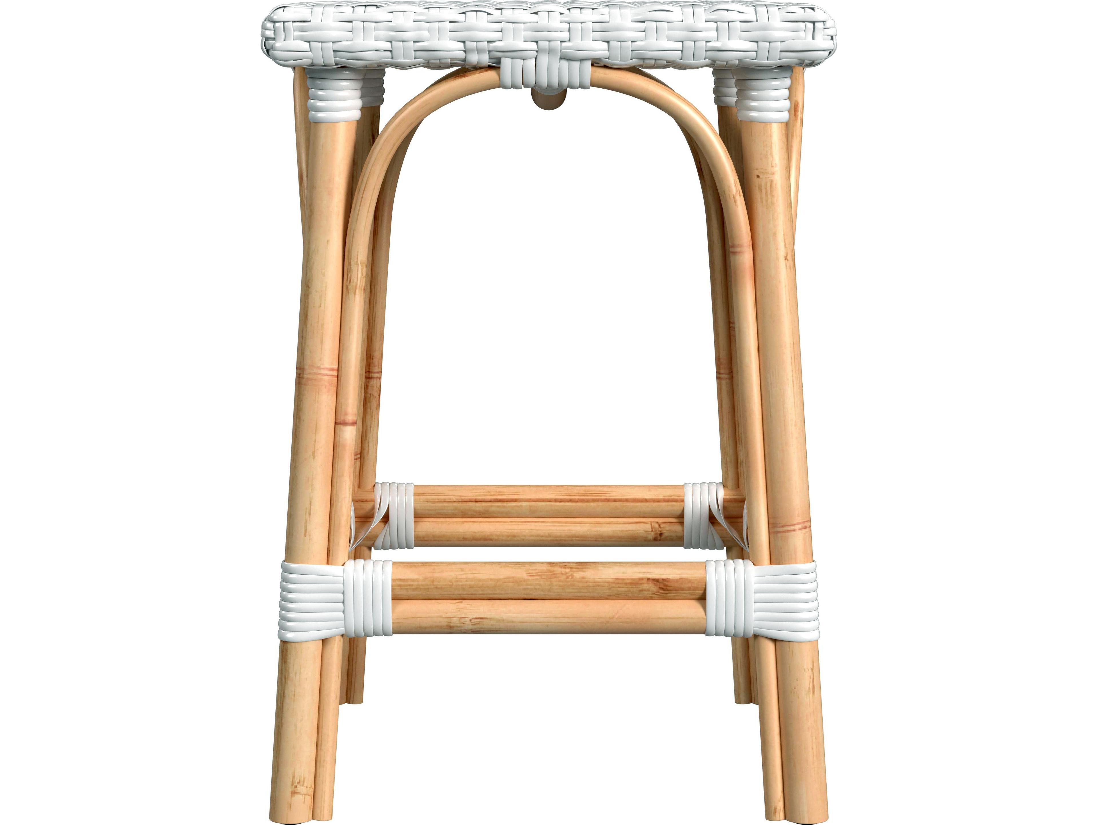 Butler Riviera Glossy White Natural Rattan Frame Counter Stool