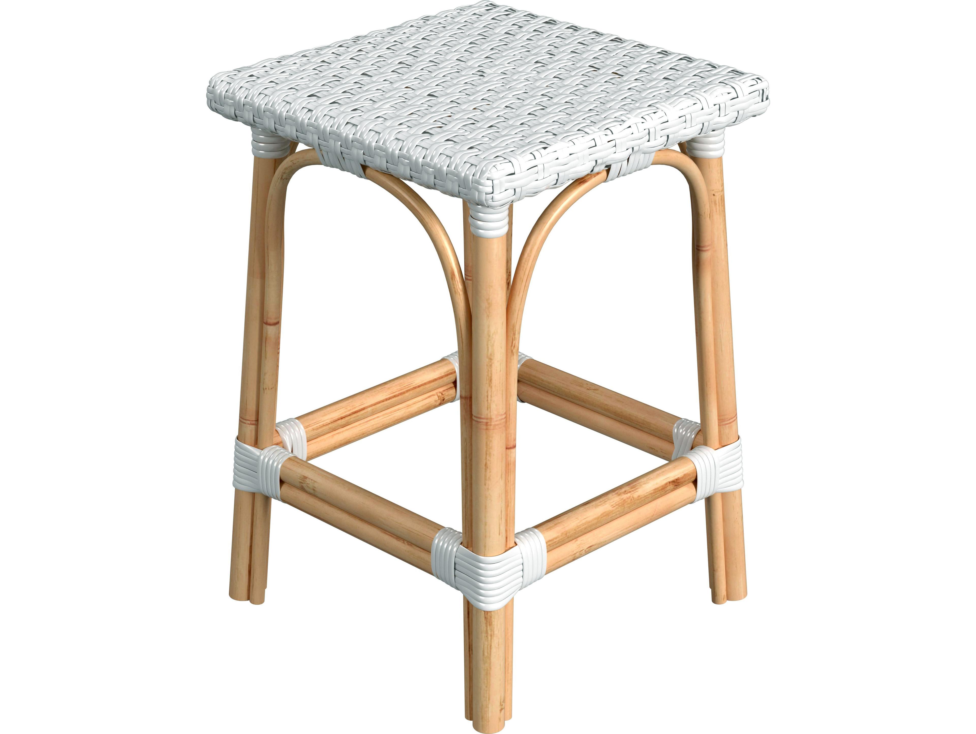 Butler Riviera Glossy White Natural Rattan Frame Counter Stool