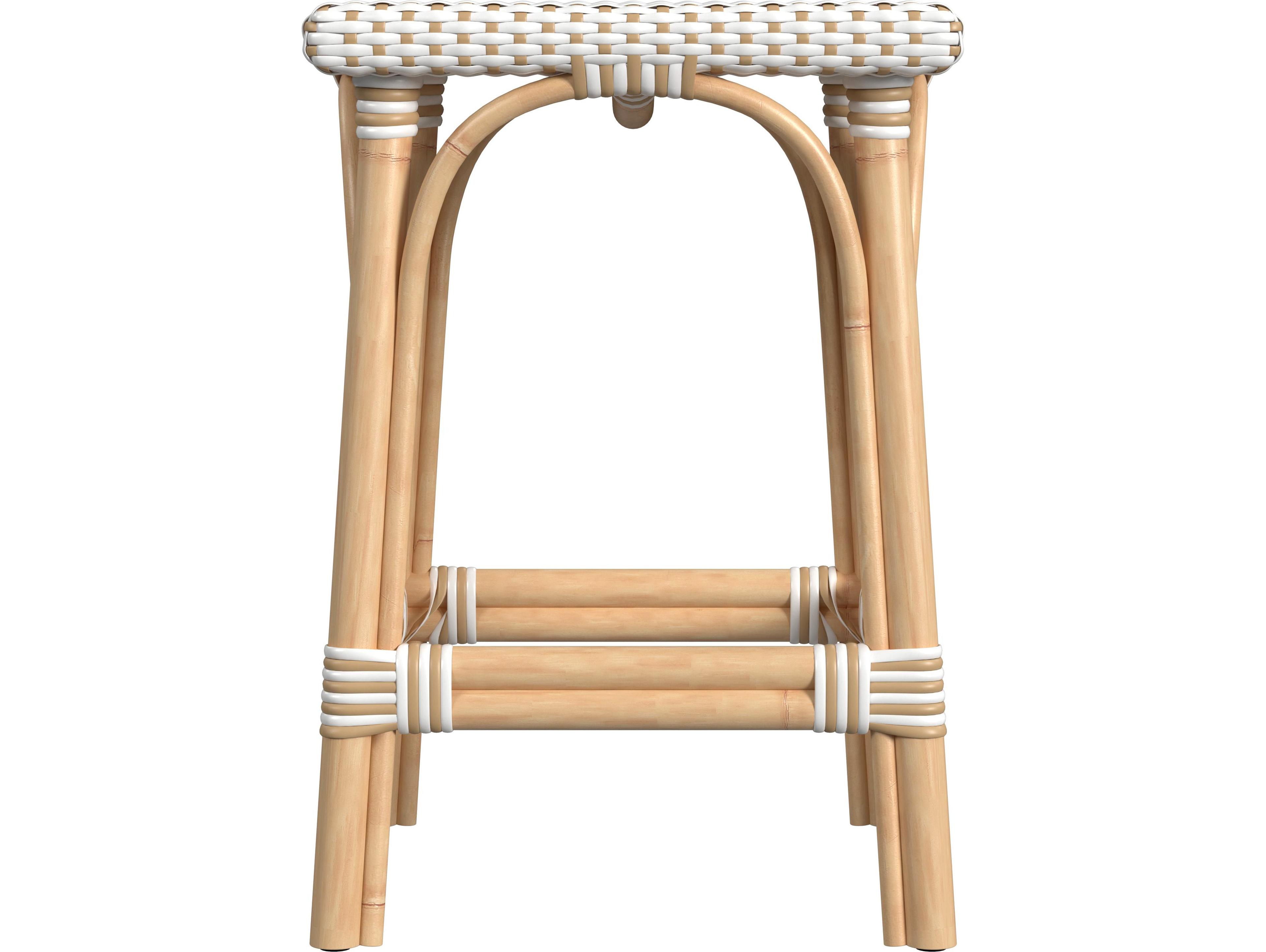 Butler Riviera White tan Dot Natural Rattan Frame Tan And Counter Stool