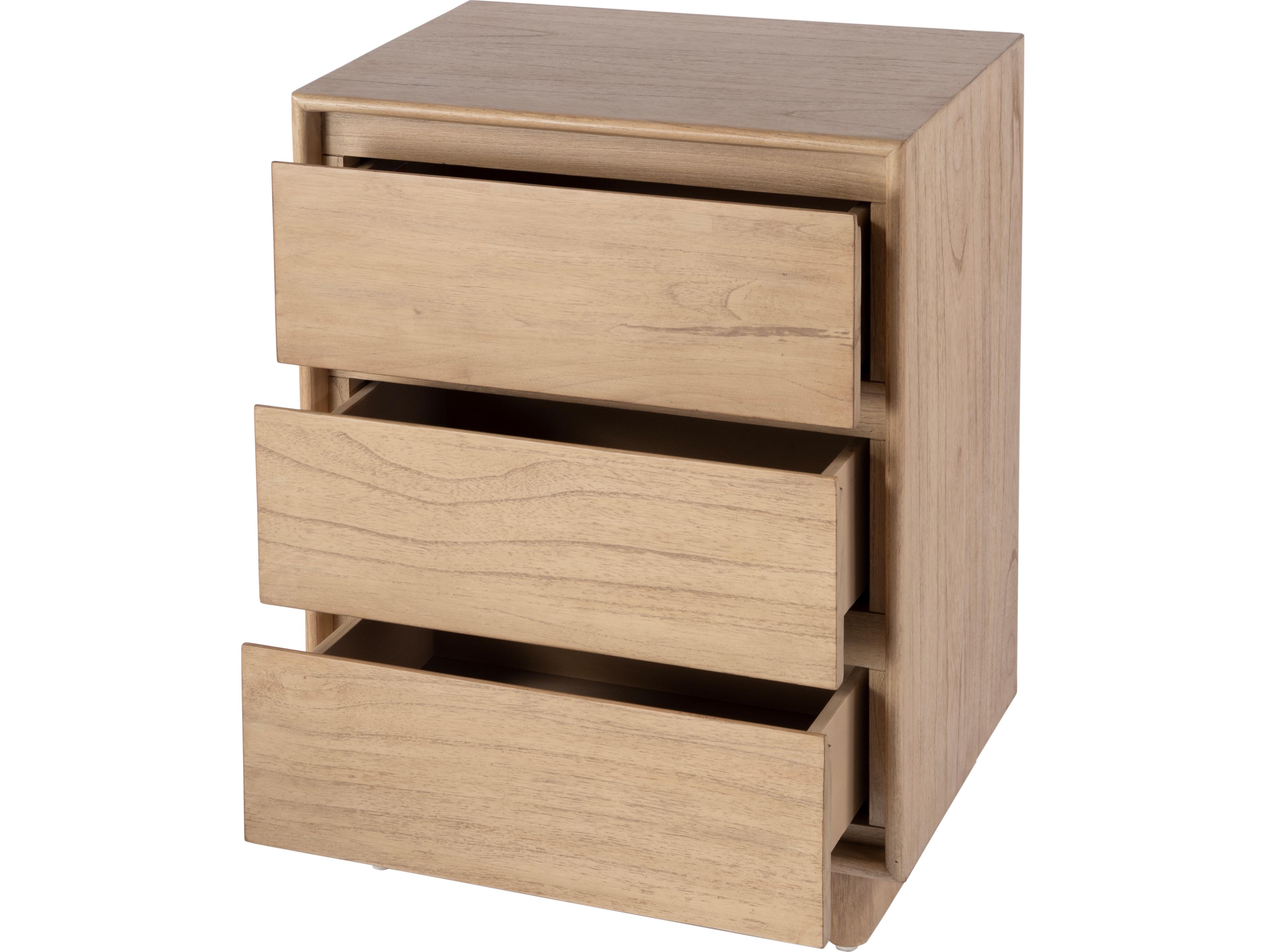 Butler Halmstad 3-Drawers Natural Mindi Wood Nightstand