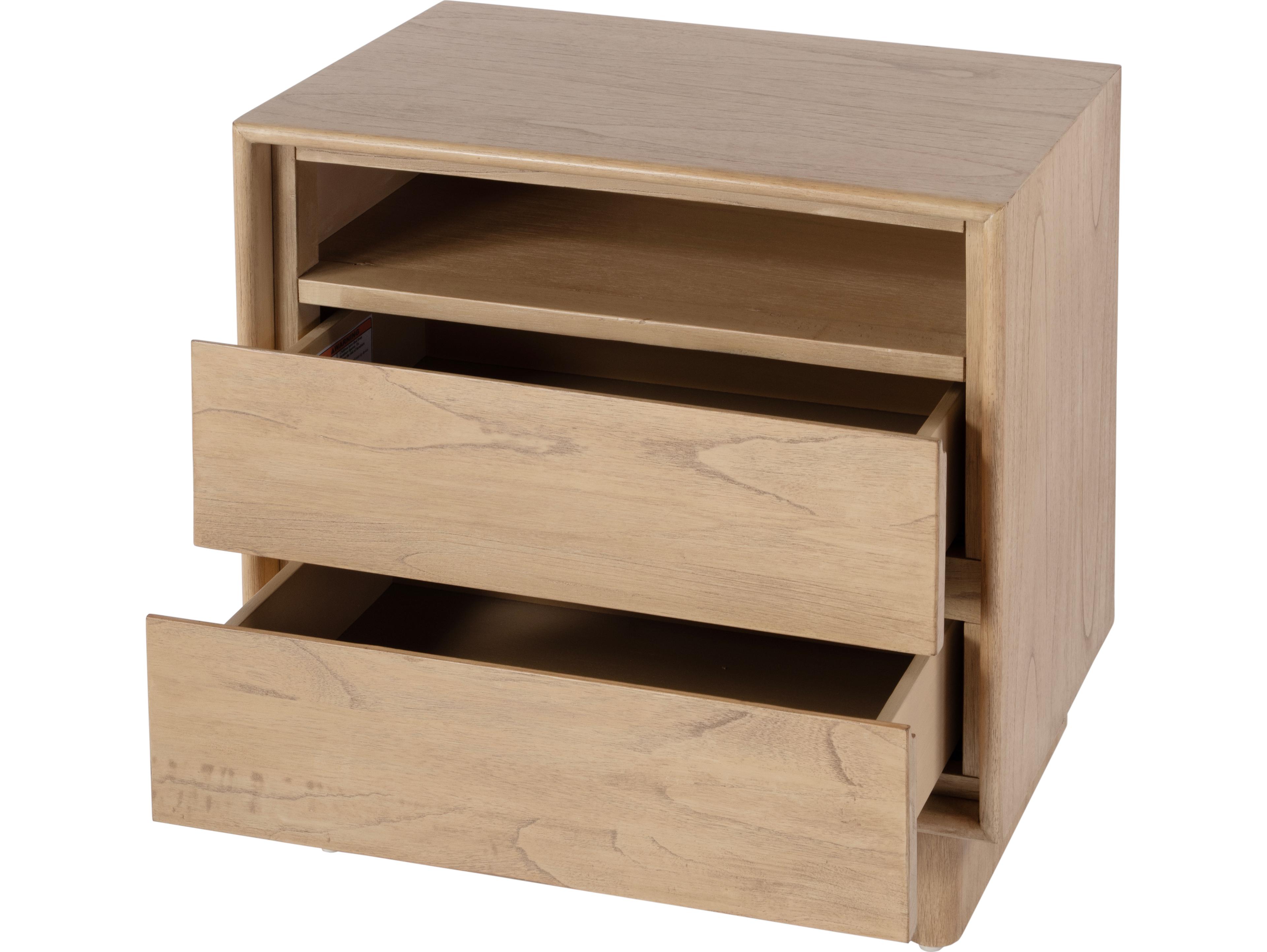 Butler Halmstad 2-Drawers Natural Mindi Wood Nightstand