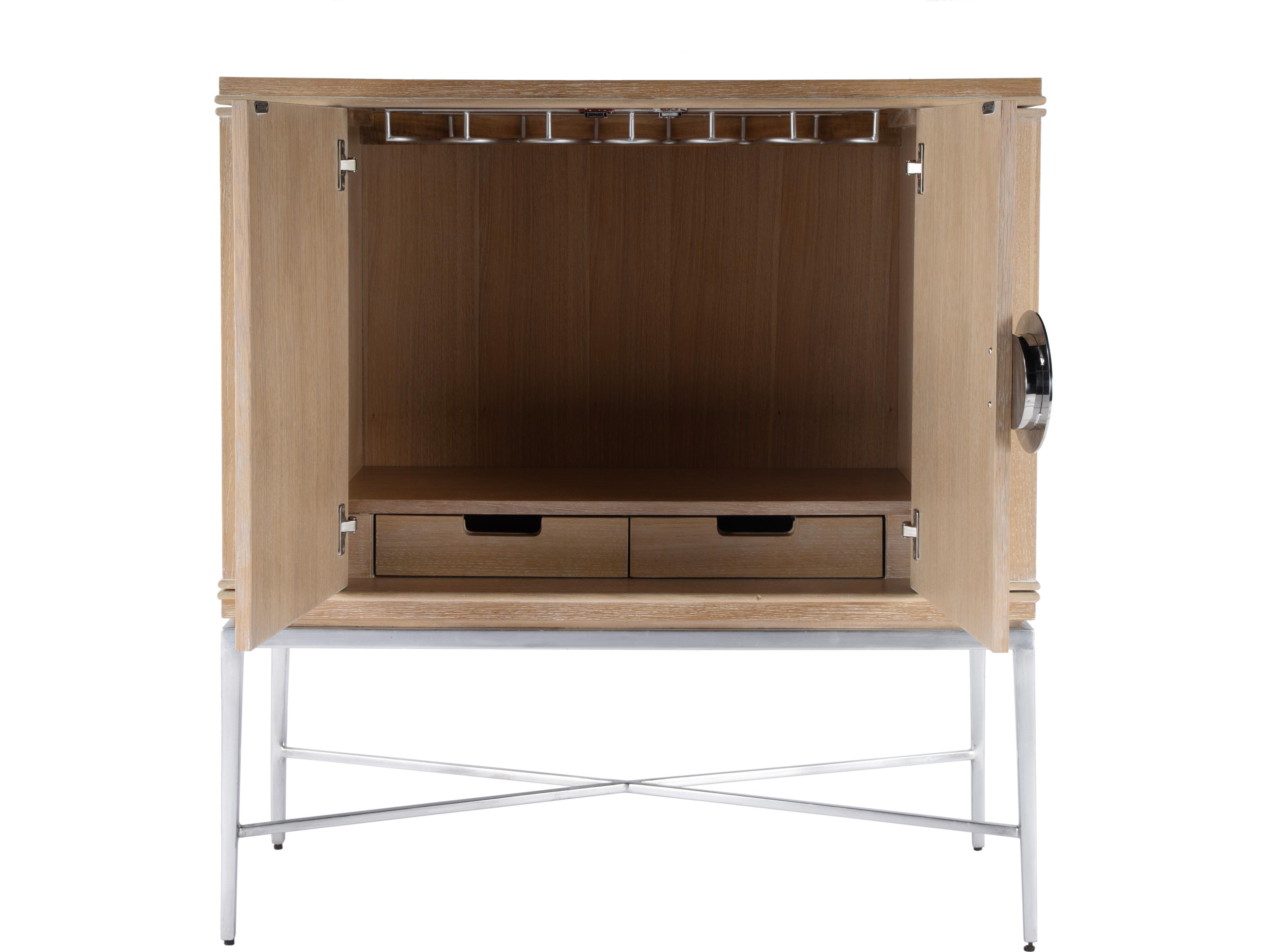 Butler Joanie Oak Wood Tan Beige Wine Cabinet