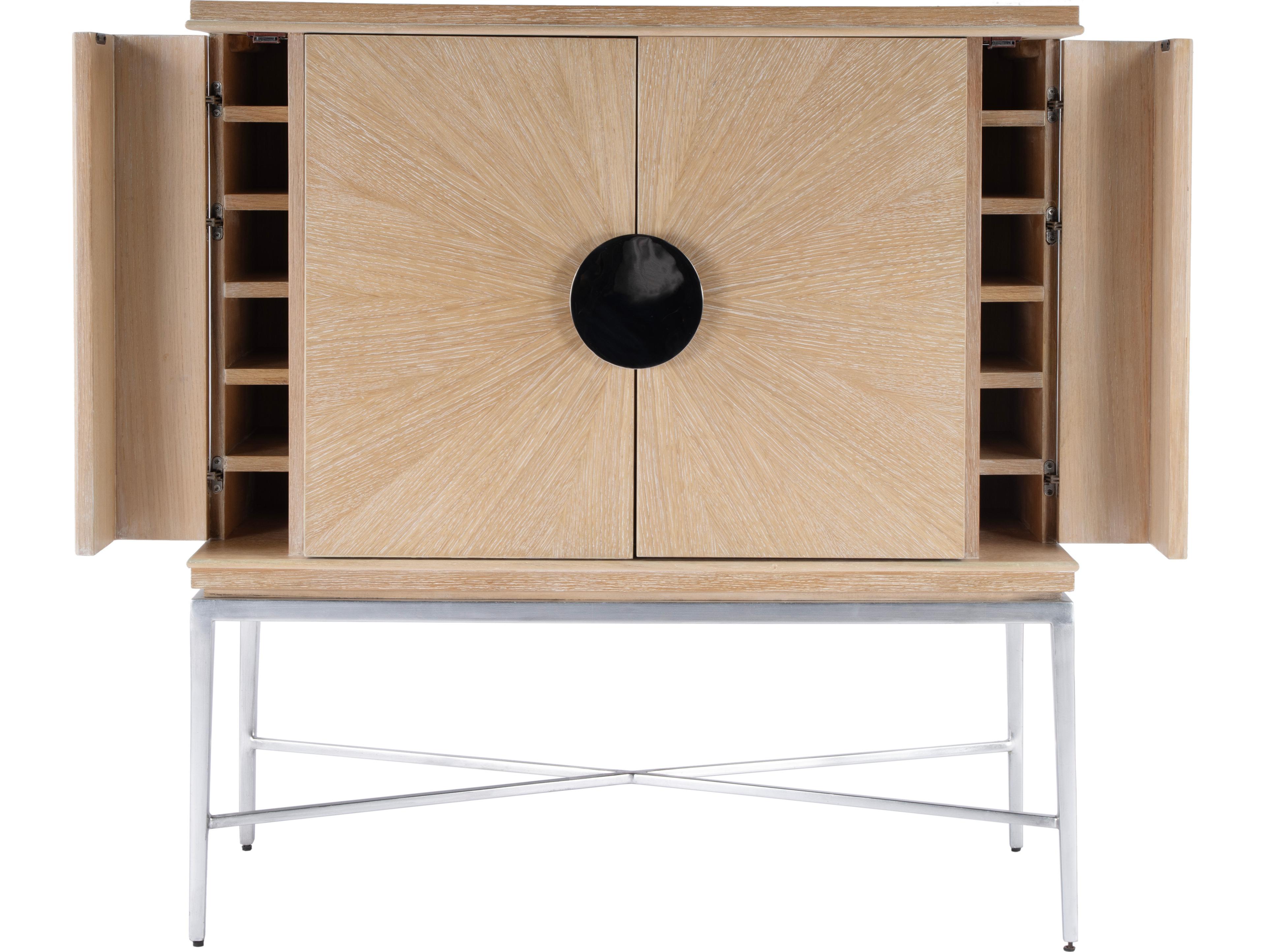 Butler Joanie Oak Wood Tan Beige Wine Cabinet