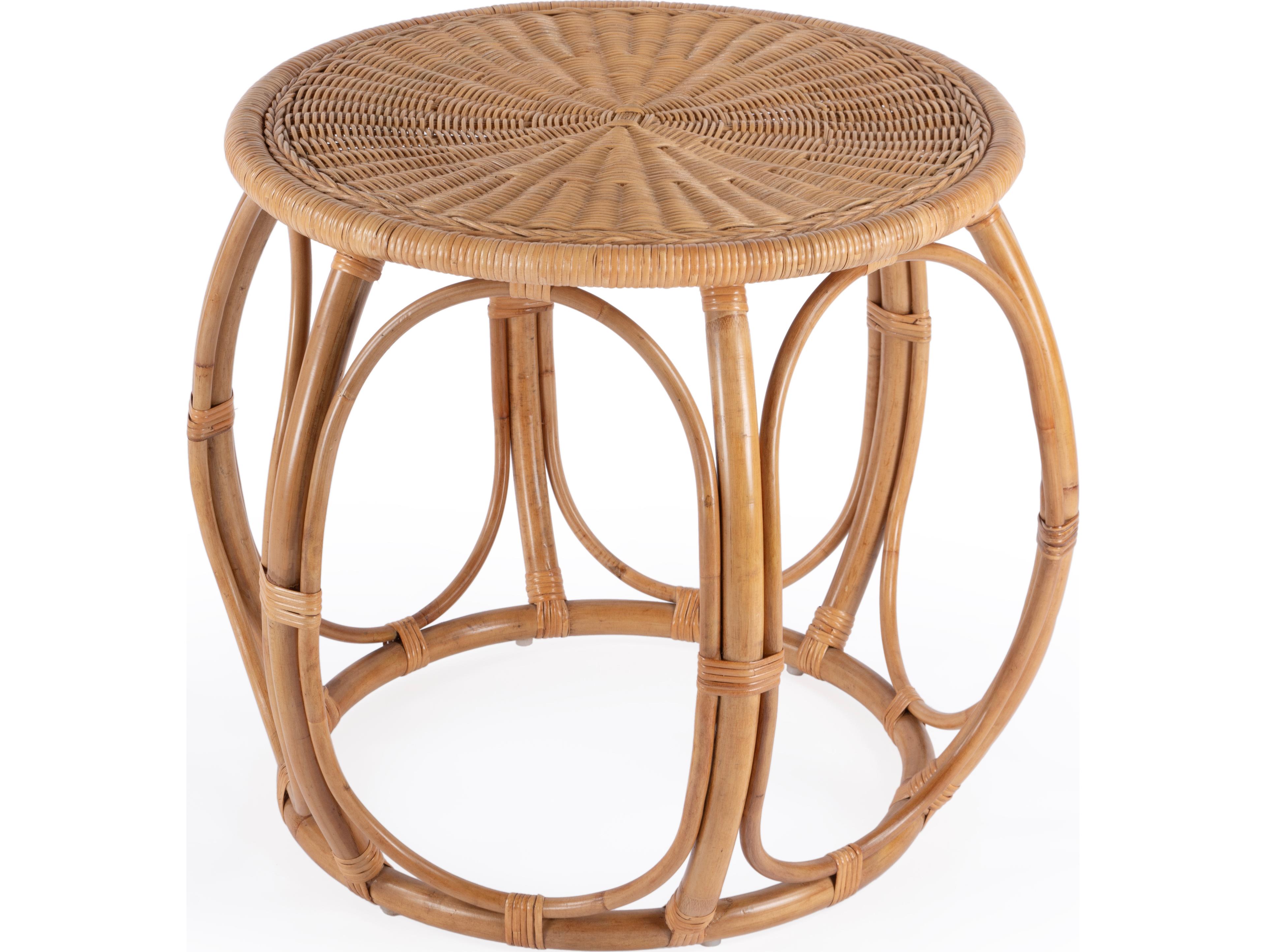 Butler Savannah Round Natural Rattan End Table
