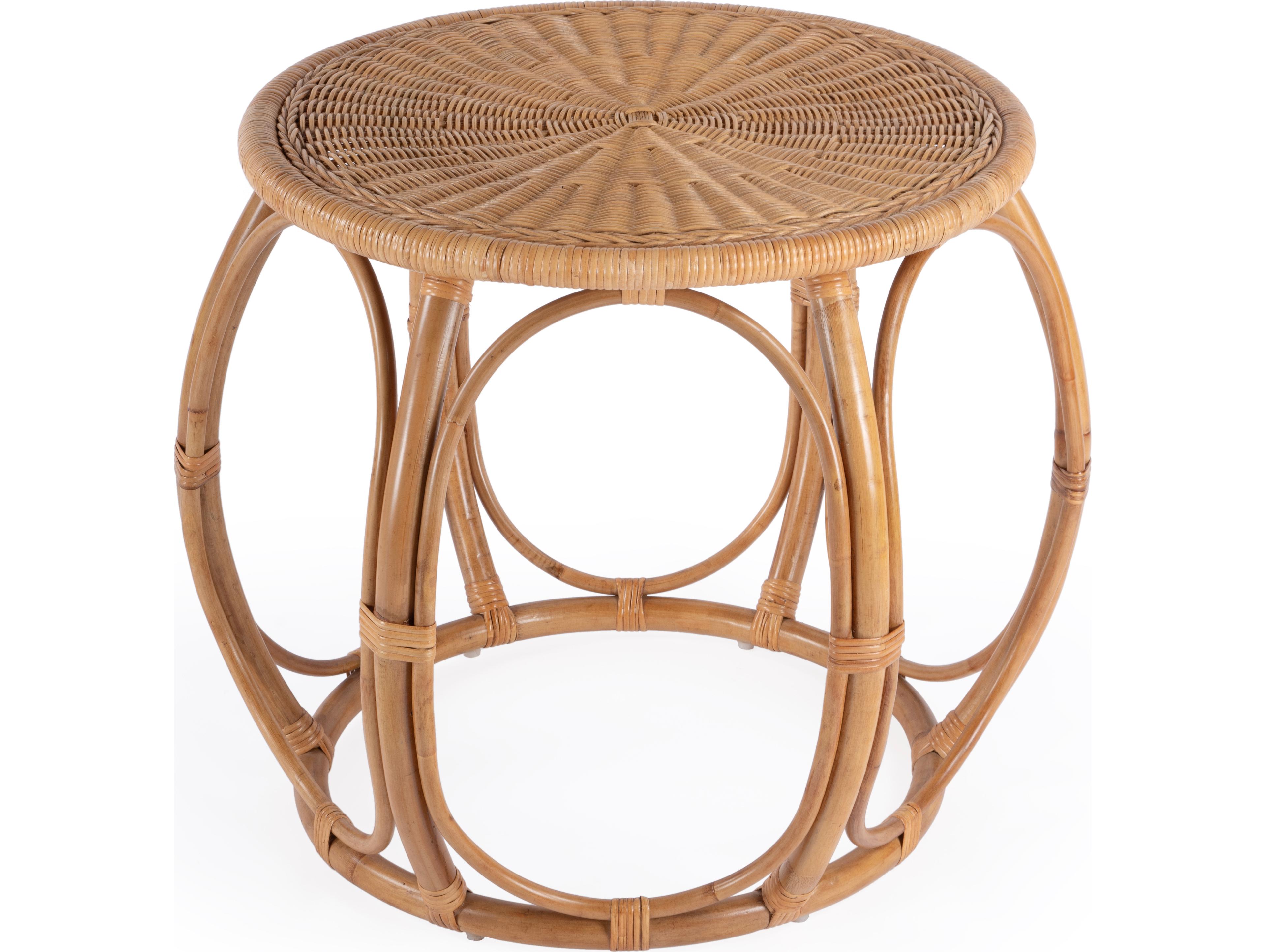 Butler Savannah Round Natural Rattan End Table