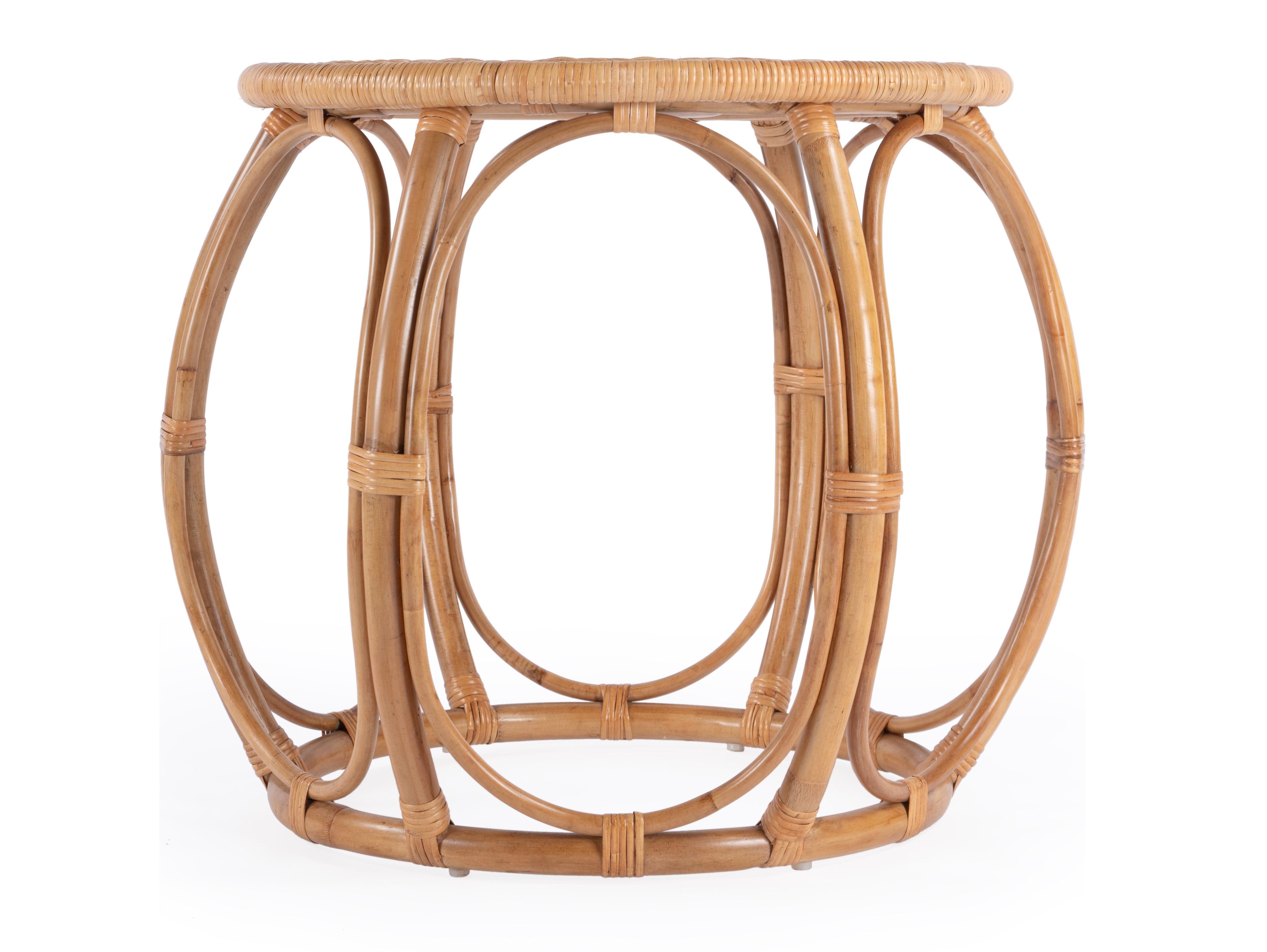 Butler Savannah Round Natural Rattan End Table