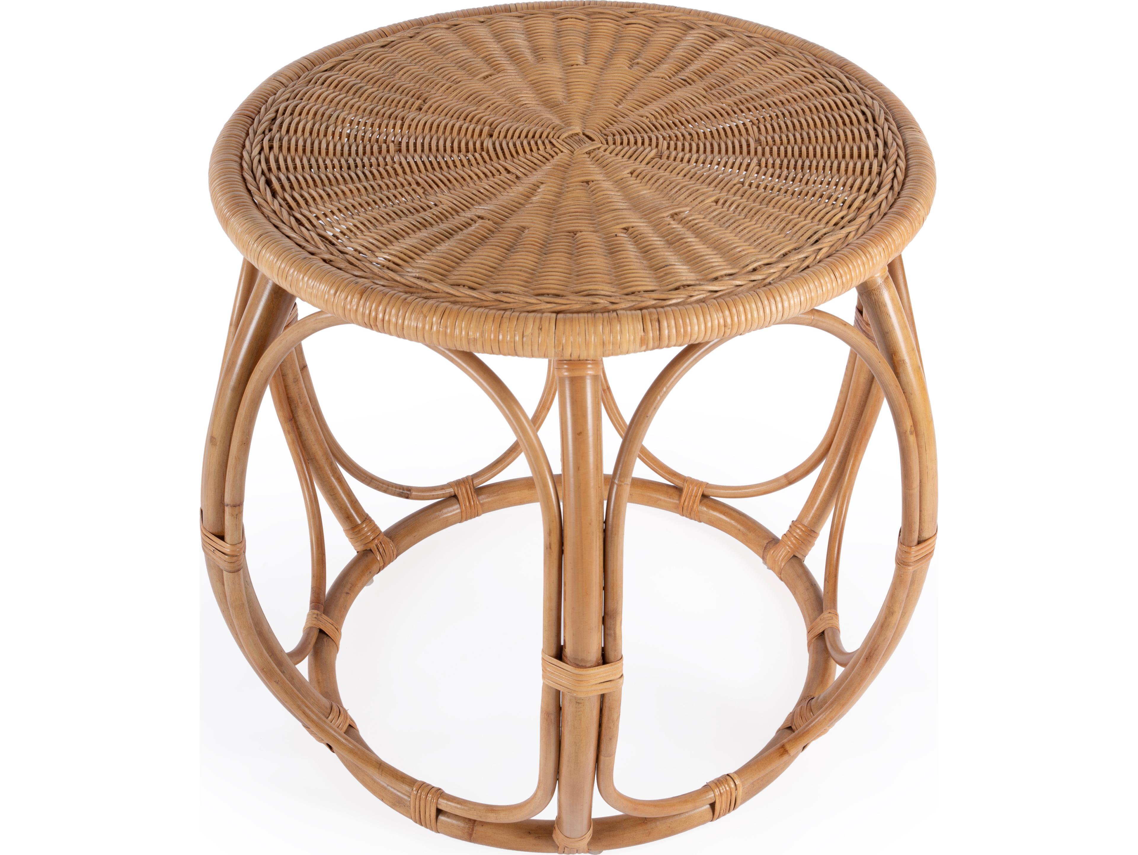 Butler Savannah Round Natural Rattan End Table