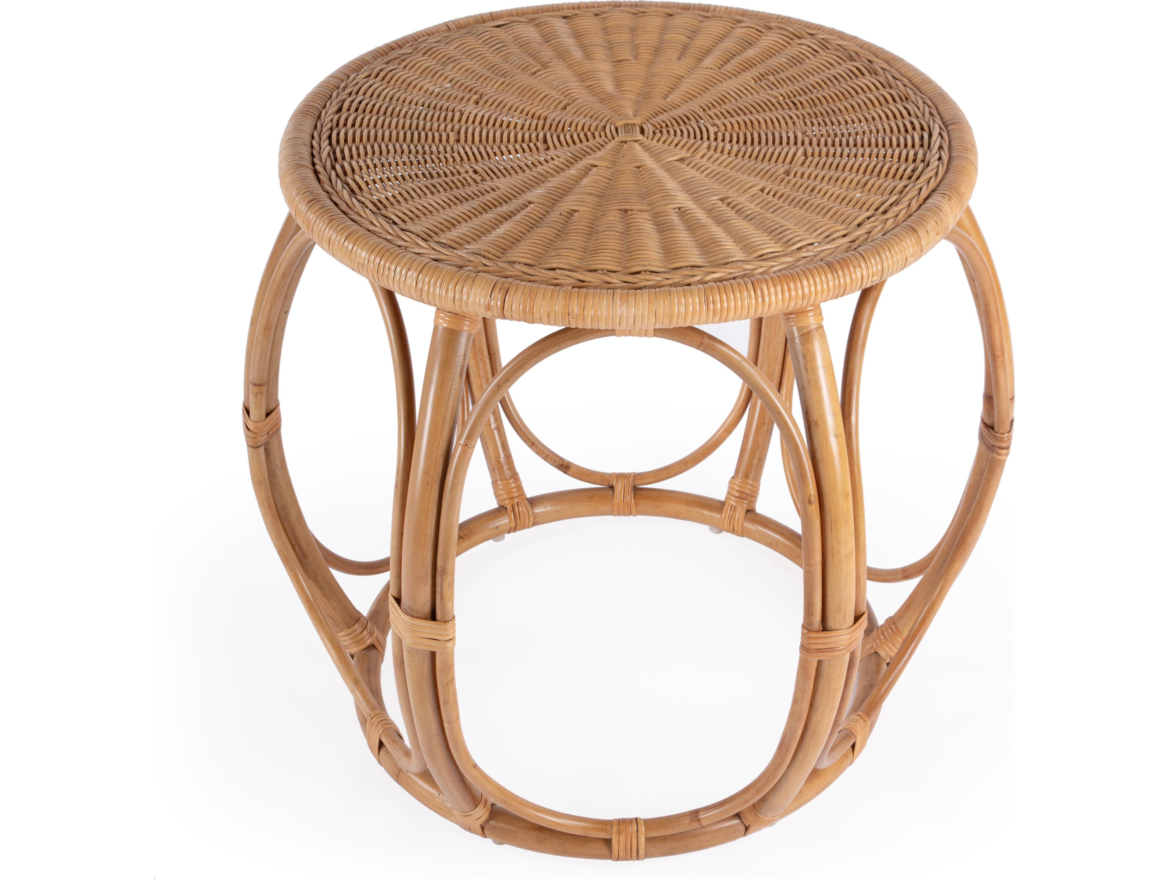 Butler Savannah Round Natural Rattan End Table