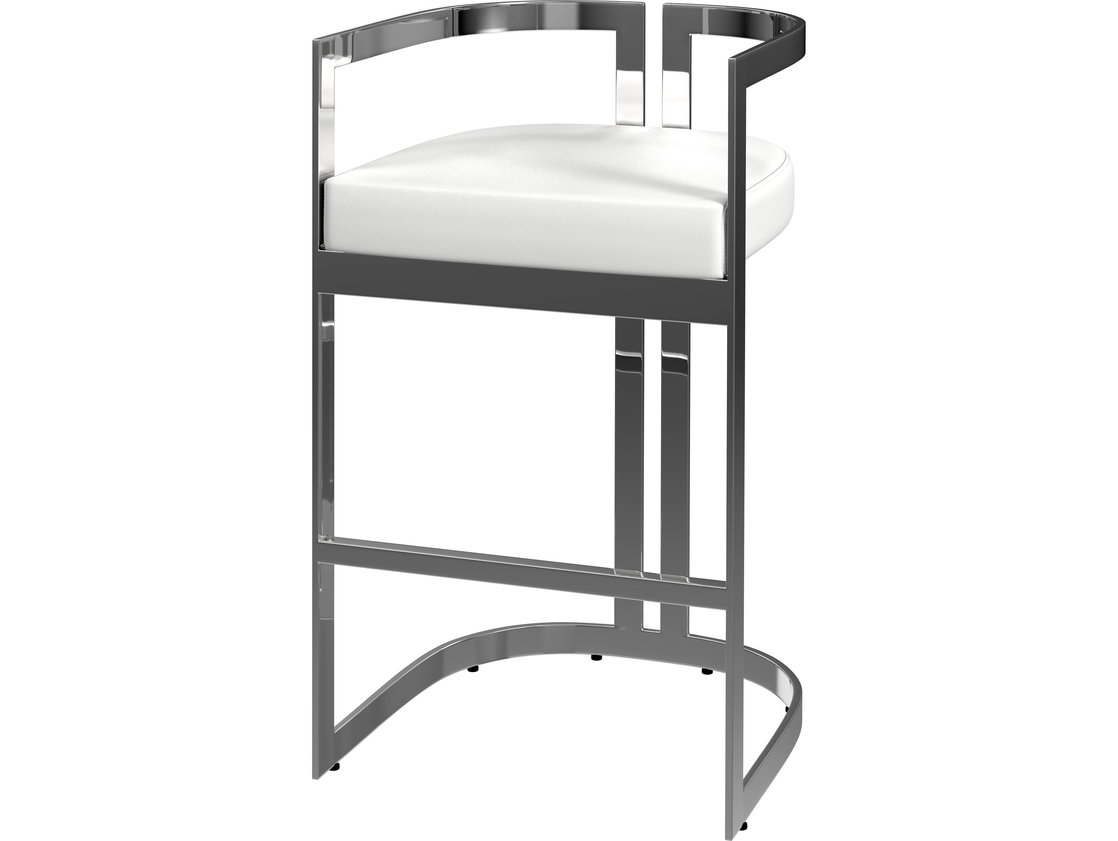 Butler Clarence Nickel Plated White Faux Leather Bar Stool